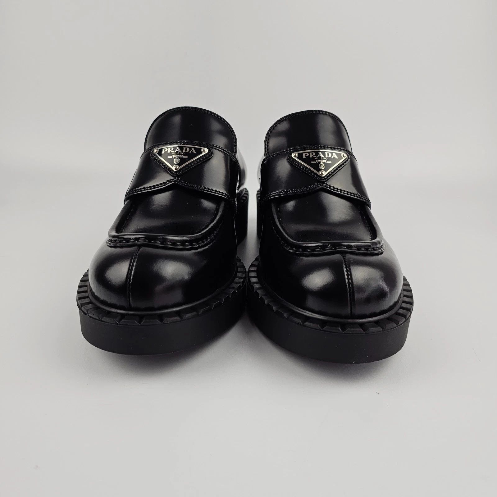 Prada PRADA Chocolate Black Leather Loafers New & Authentic Size US 11 / IT 41 - 5 Thumbnail