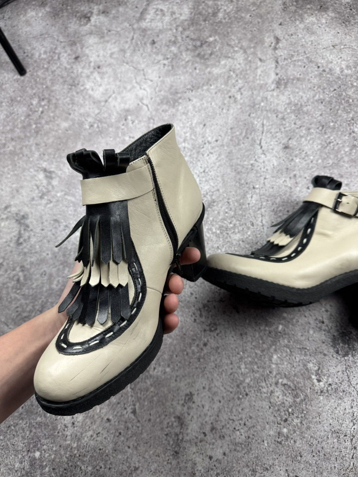Japanese Brand Vintage Rick Owen’s Style Y2K Leather Fridge Heels Boots 00s Size US 8 / IT 38 - 7 Thumbnail