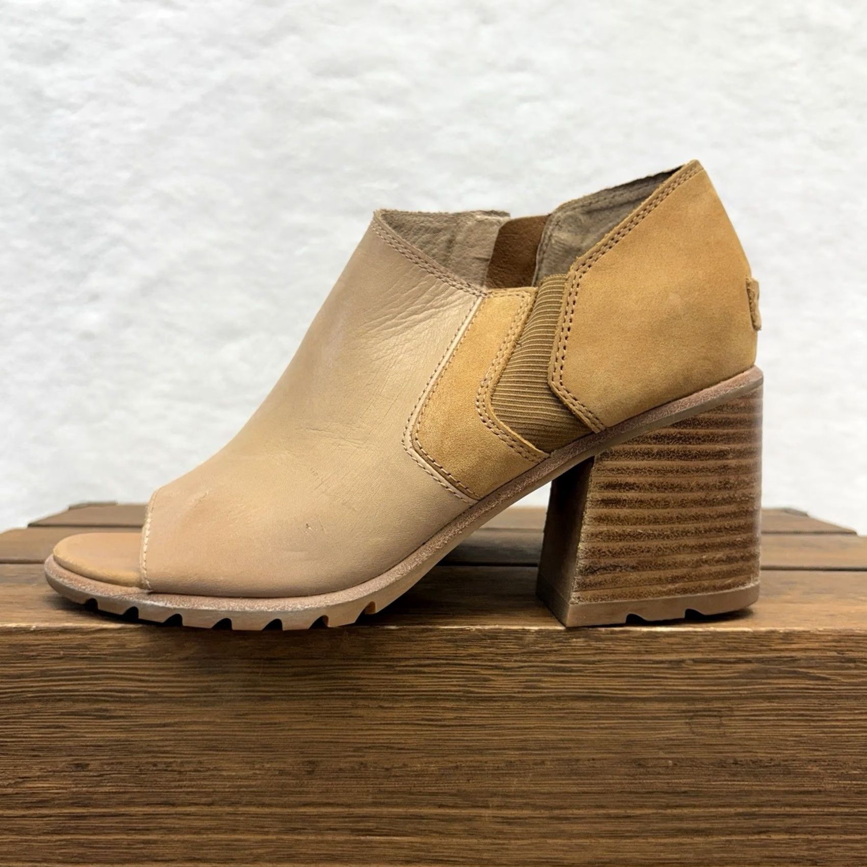 SOREL Sorel Sandals Nadia Tan Leather Open Toe Side Zip Platform Booties 7.5M Size US 8 / IT 38 - 3 Thumbnail
