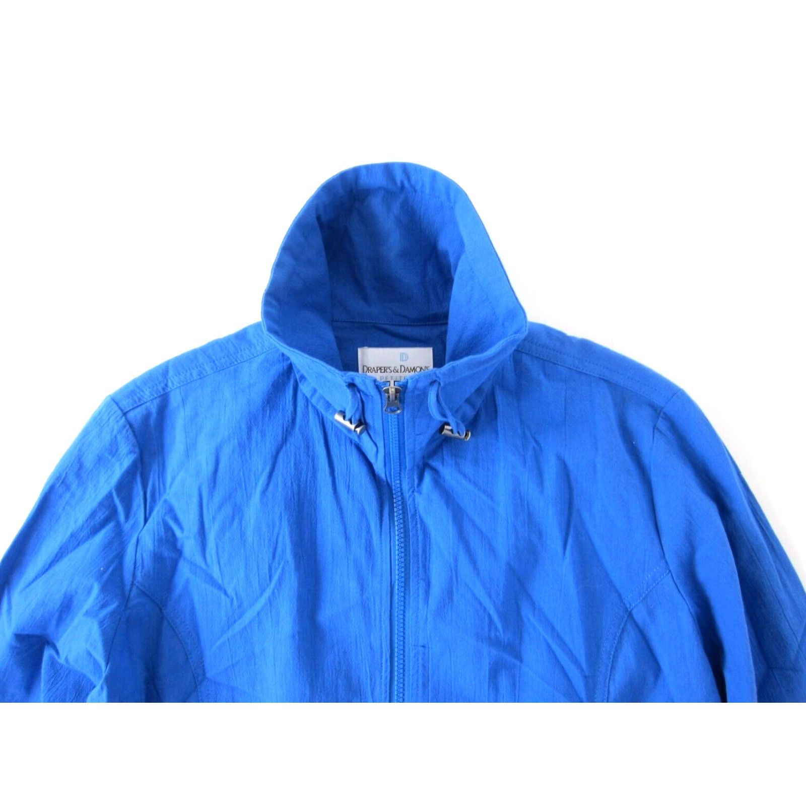 Vintage Draper's & Damon's Blue Cotton Zip Mock Neck Windbreaker Jacket PM Womens Jacket Windbreaker Pockets 100% Cotton Mid-Length Dark Blue Size M / US 6-8 / IT 42-44 - 4 Thumbnail