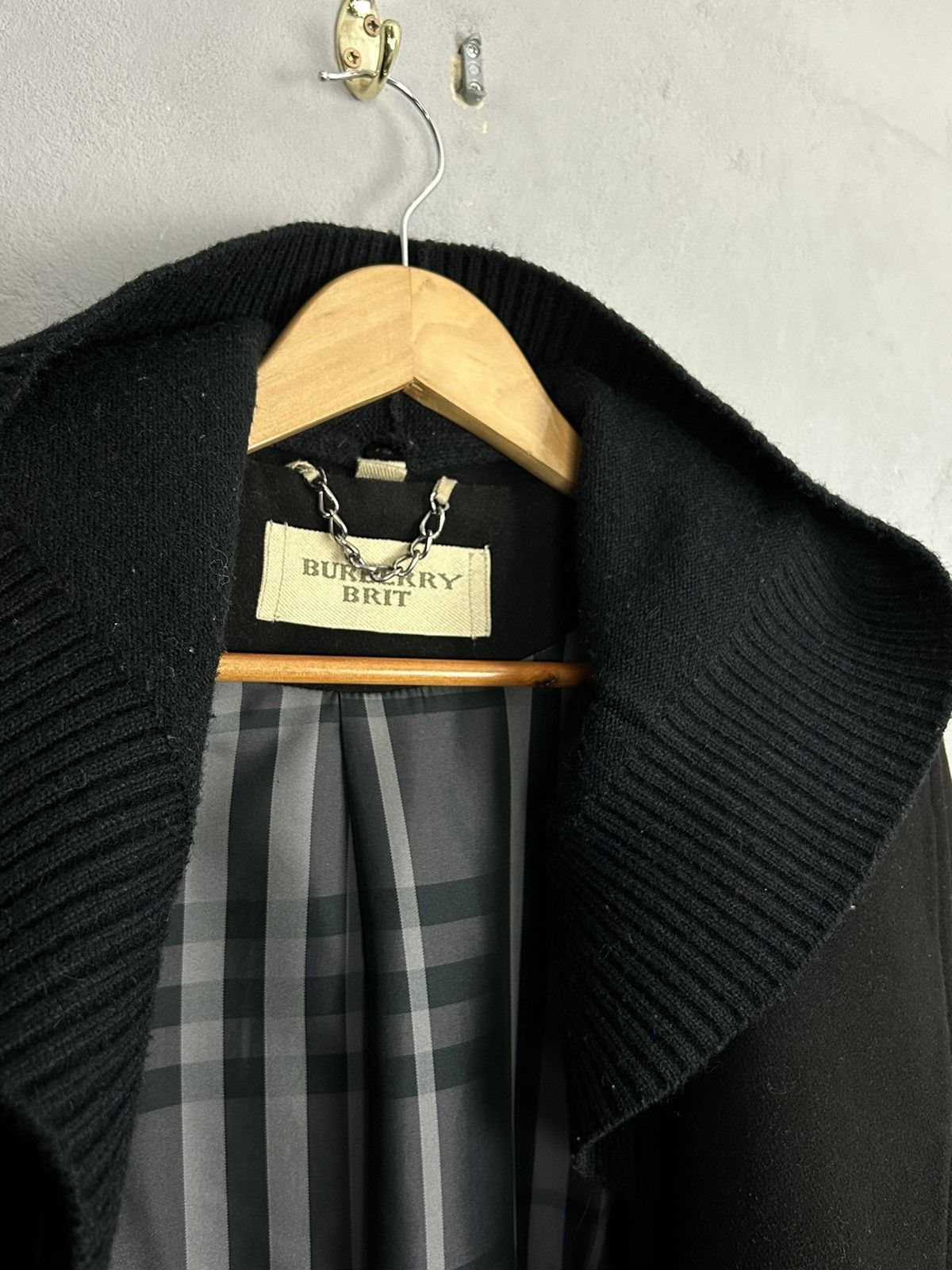 Burberry Burberry Brit Wool Coat Black Women’s Double Breasted Knit Size XL / US 12-14 / IT 48-50 - 5 Thumbnail