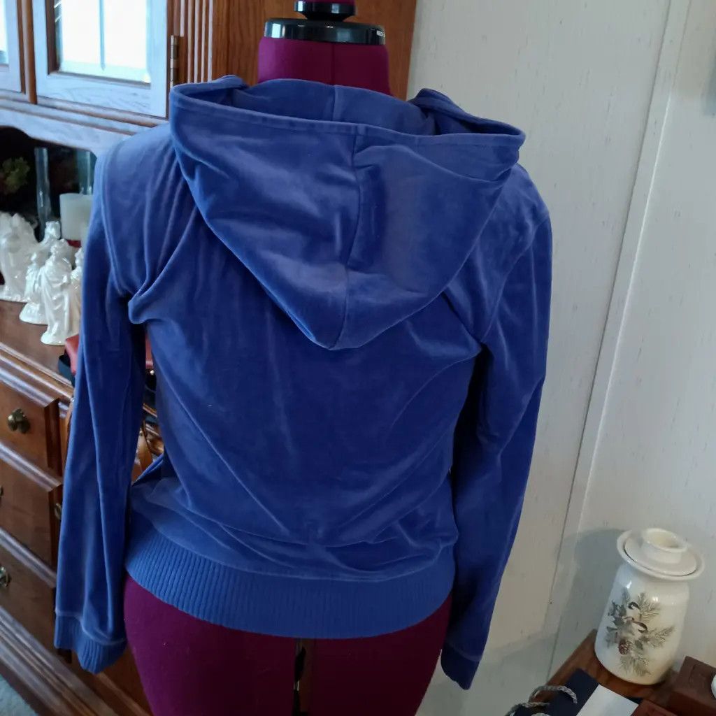 Victoria's Secret Juicy Couture Blue Velour Zip Hoodie Size L / US 10 / IT 46 - 5 Thumbnail