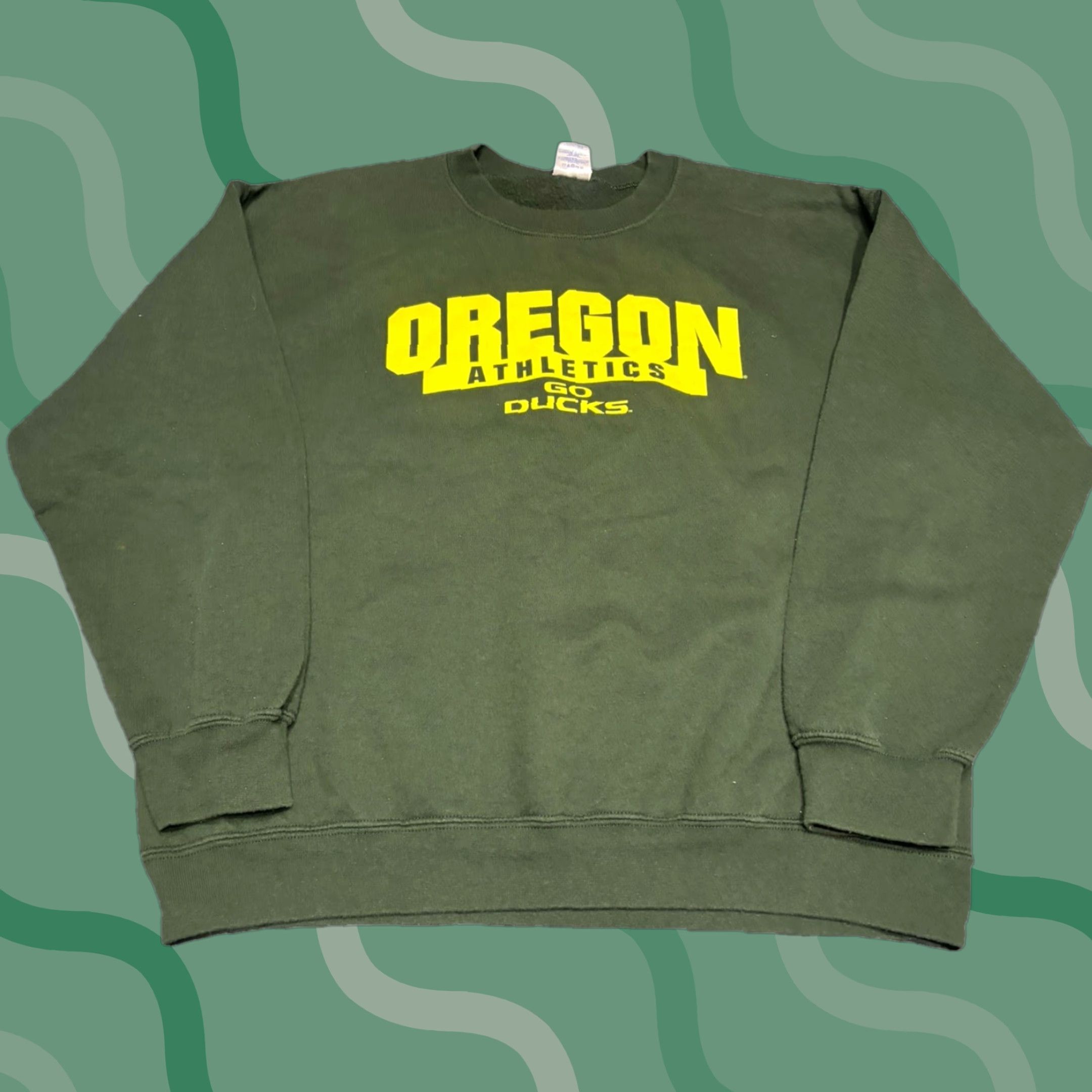 Fruit Of The Loom VINTAGE Oregon University Ducks Sweatshirt Crewneck L Green Football 90s Mens Size US L / EU 52-54 / 3 - 1 Thumbnail