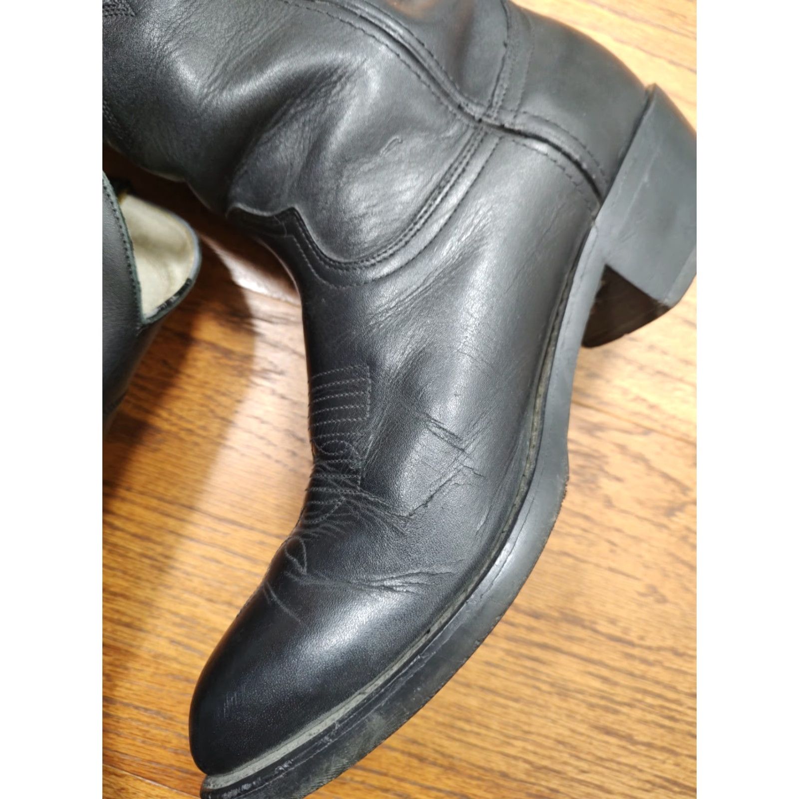 Durango VINTAGE Durango TR760 Black Leather Cowboy Western Boots Mens 9 D Rodeo Southwestern Size US 9 / EU 42 - 7 Thumbnail