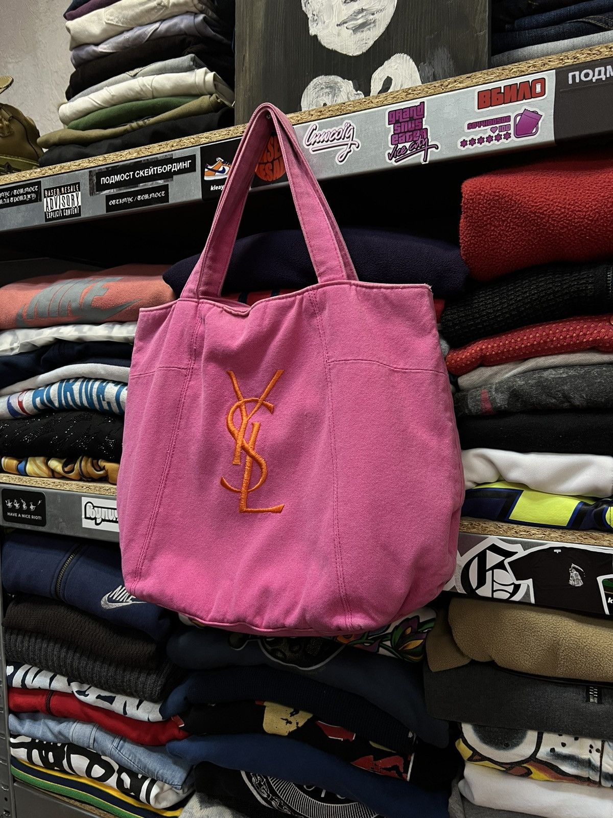 Yves Saint Laurent Yves Saint Laurent YSL Pink Tote Bag Embroidered Logo Size ONE SIZE - 2 Thumbnail