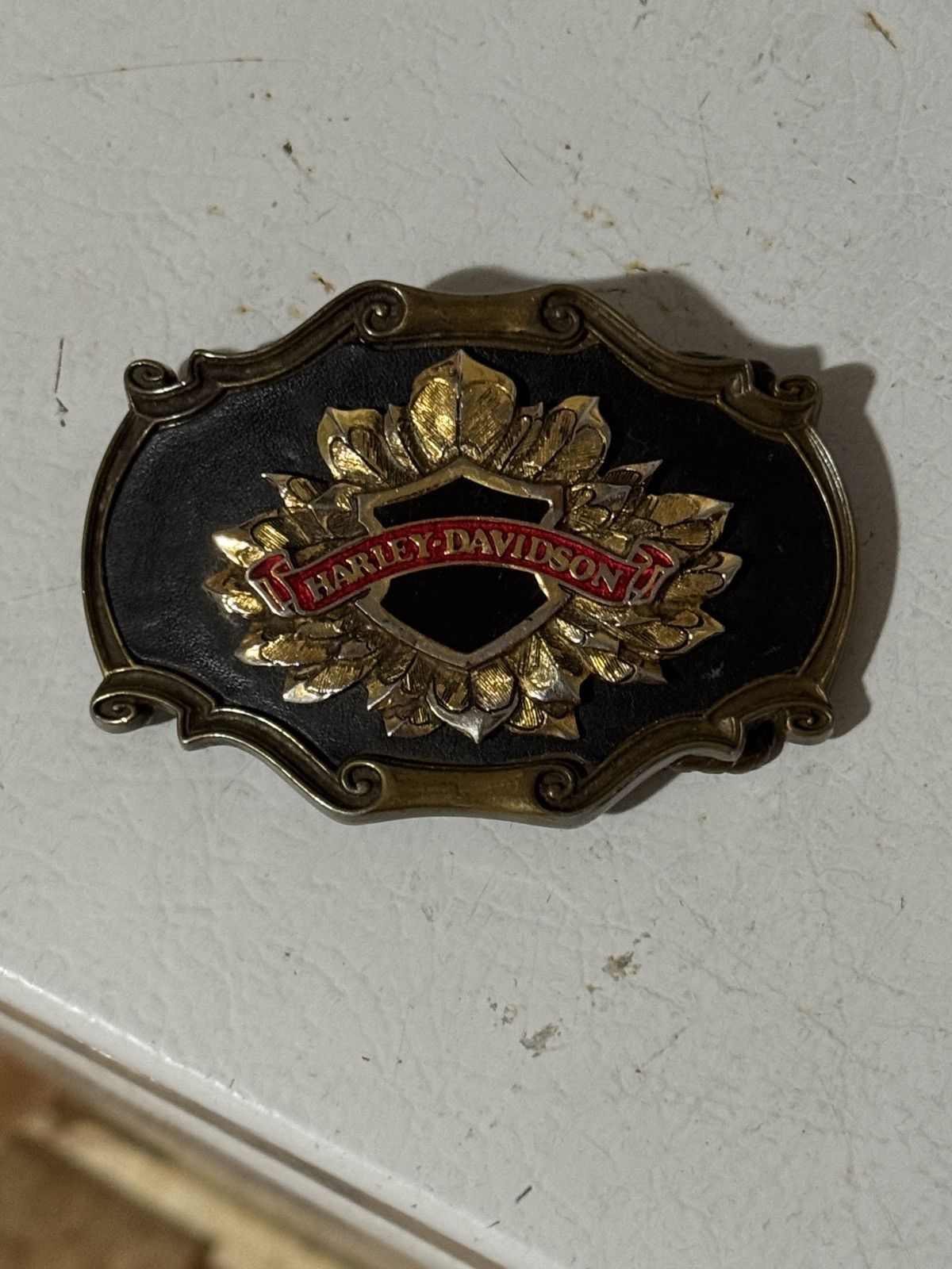 Harley Davidson Vintage 1978 Harley Davidson Belt Buckle Size 44 - 1 Thumbnail