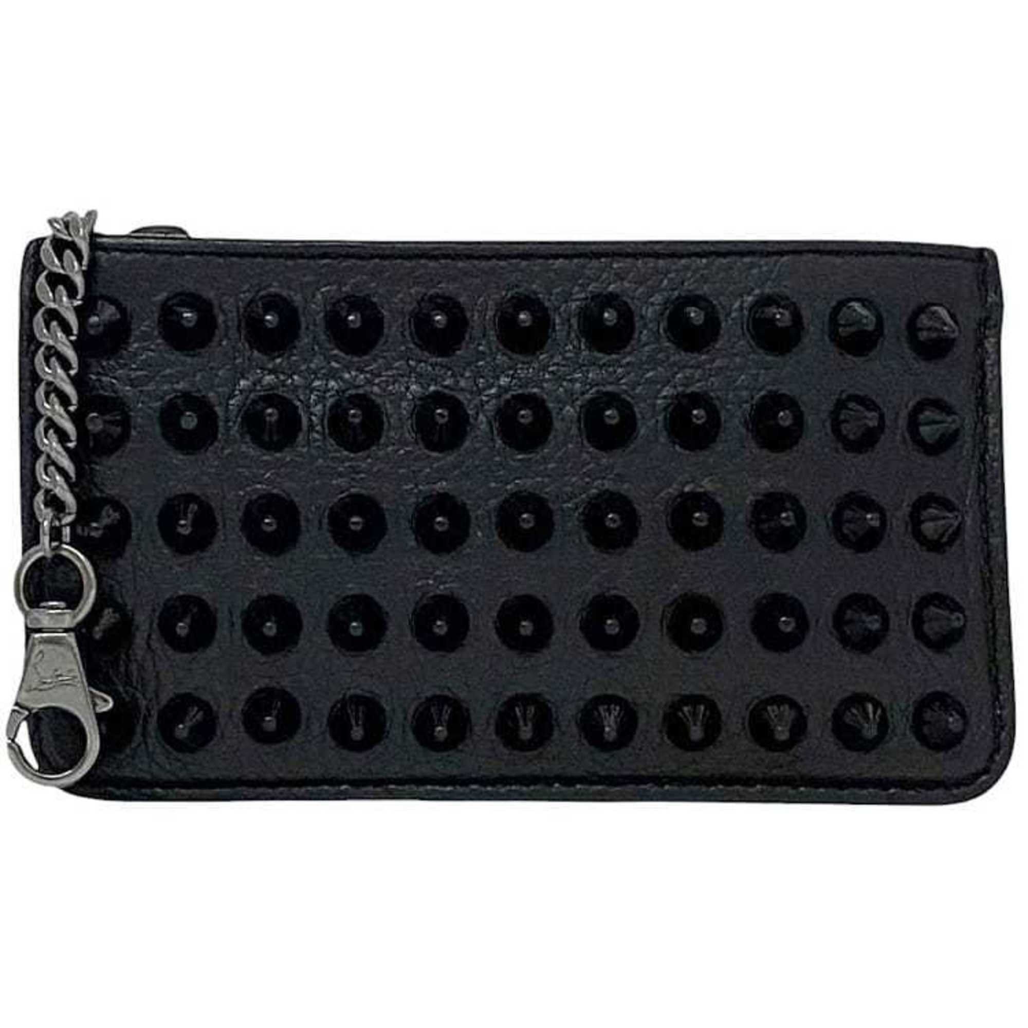 Christian Louboutin Christian Louboutin Coin Case ec-24125 Black 3185062 Leather Purse Card Holder Studded Panettone Key Ring Men's Women's Size ONE SIZE - 1 Thumbnail