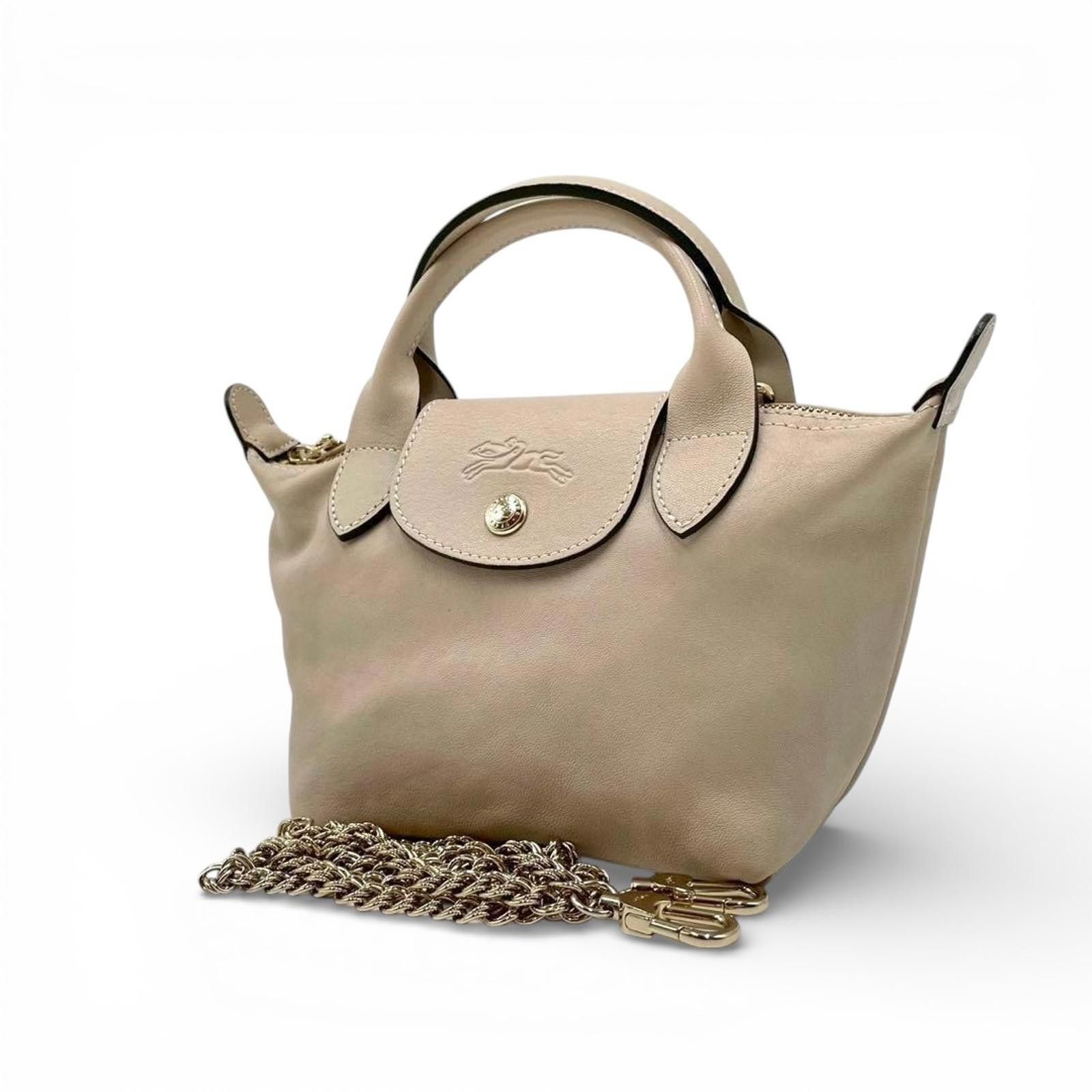 Longchamp Longchamp - Beige Leather Mini Tote Bag with Chain Strap Size ONE SIZE - 1 Thumbnail