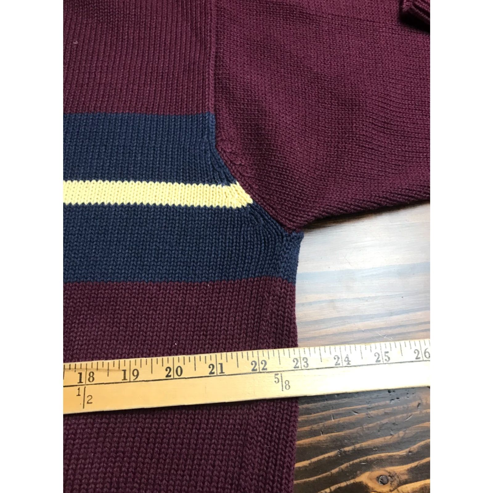 Croft & Barrow Croft & Barrow Sweater Men's L Marron Navy Blue White Stripe Knit Crewneck Pullover Size US L / EU 52-54 / 3 - 5 Thumbnail