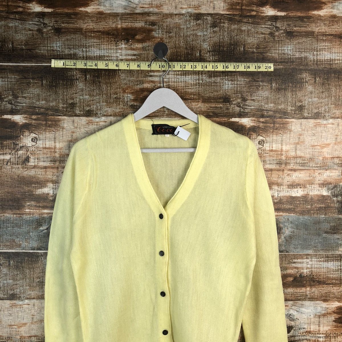 Homespun Knitwear Lolo Yellow crochet meshnet Cardigan Knitwear #A1791 Size L / US 10 / IT 46 - 2 Thumbnail