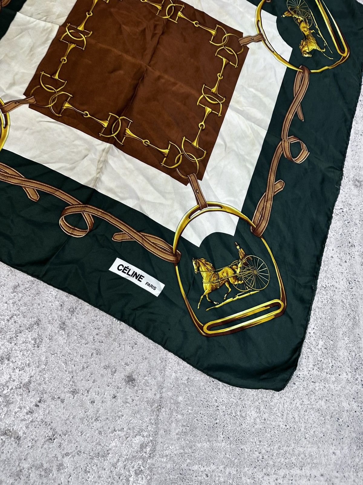 Celine Auth Celine Carriage Horse Silk Scarf Vintage Rare Retro Size ONE SIZE - 2 Thumbnail