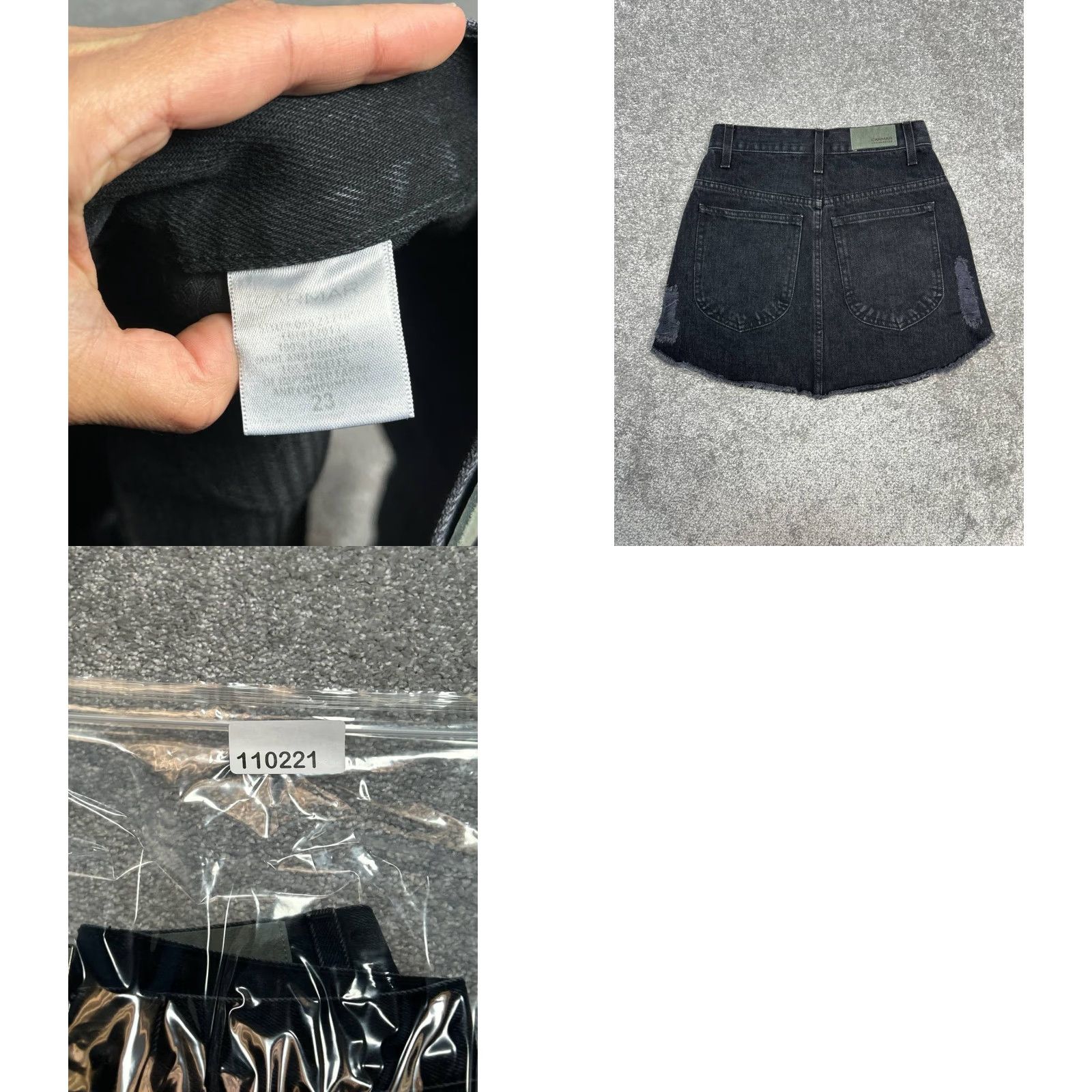 Denime Carmar Skirt Womens Mini 23 Black Denim Distressed Rhinestons Stars Size 40" / US 18 - 8 Thumbnail