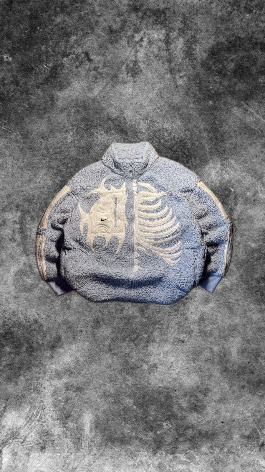 Nike × Vintage ⛩️Nike fleece jacket custom fullzip skeleton vintage y2k 1of1 Size US L / EU 52-54 / 3 - 1 Thumbnail