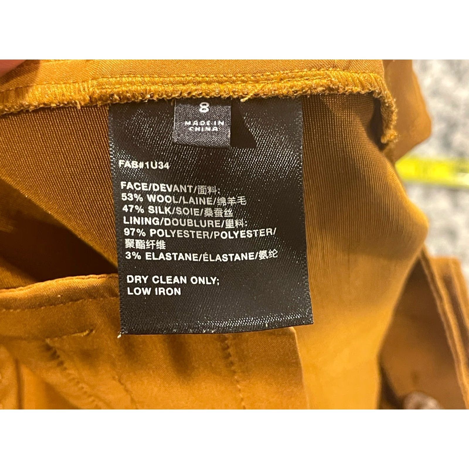 Vintage Lafayette 148 NY Wool/Silk Blend Pants Size 8 Wide Leg 28" Inseam Mustard Gold Dress Pants Women Classic Winter Glam Cocktail Size 30" / US 8 / IT 44 - 6 Thumbnail