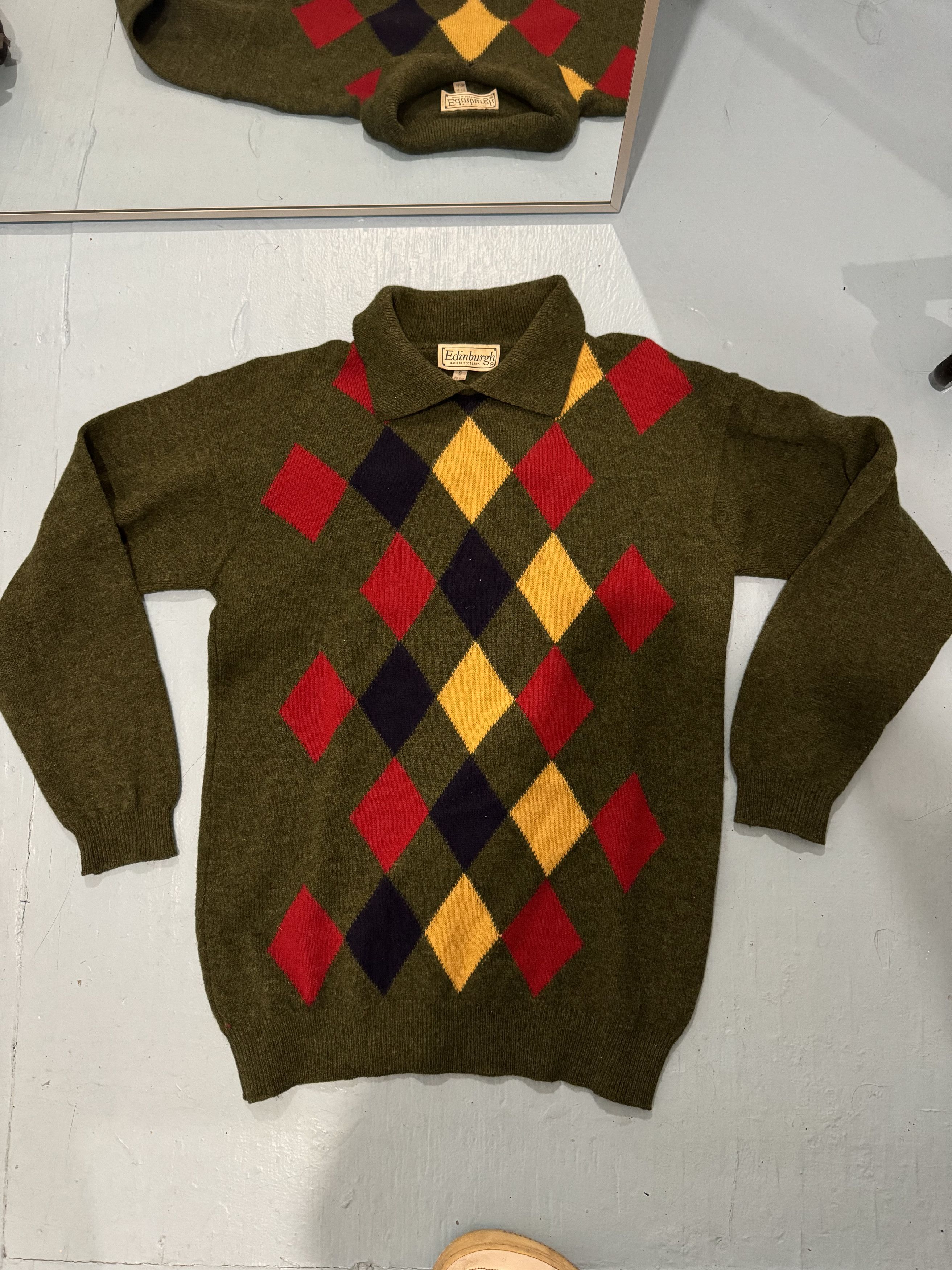 Vintage Vintage 80s Argyle Sweater Size US S / EU 44-46 / 1 - 2 Thumbnail