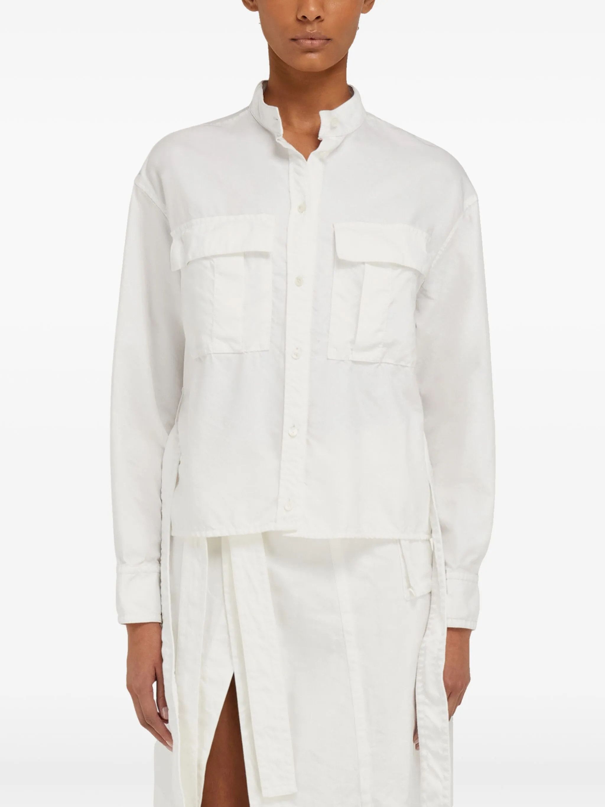 Salvatore Ferragamo o1s1rm0526 Saharan Shirt in White Size S / US 4 / IT 40 - 2 Thumbnail