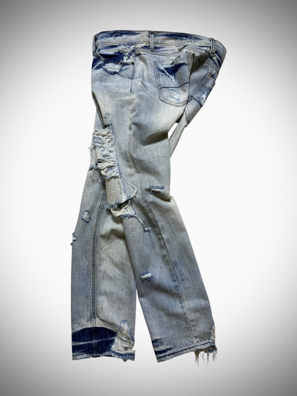 Japanese Brand 2000’s Unknown - Washed Destroyed Jeans Lgb Style Size US 29 - 5 Thumbnail