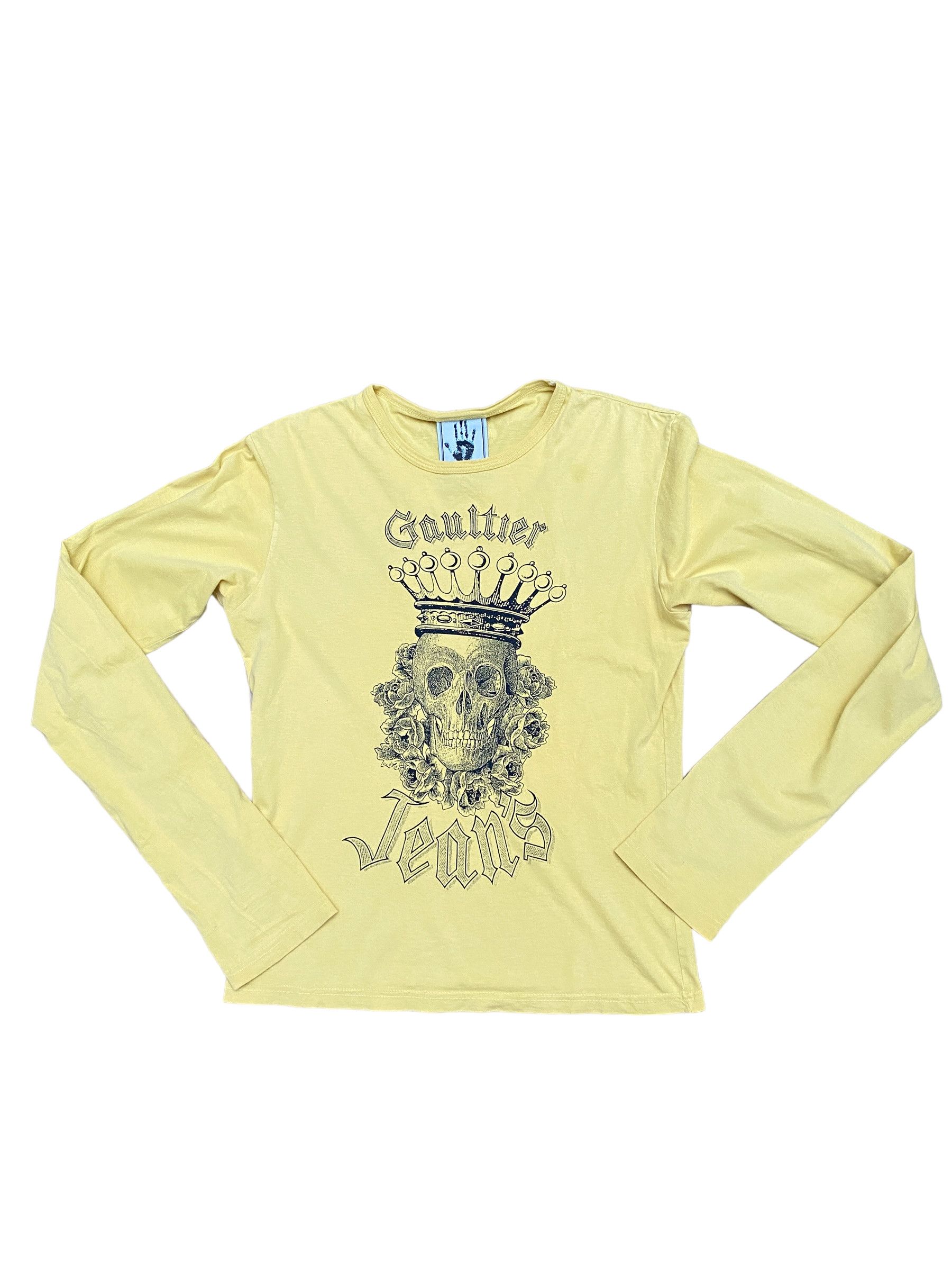 image of Jean Paul Gaultier Vintage Yellow Skull Print Longsleeves, Women's (Size Medium)