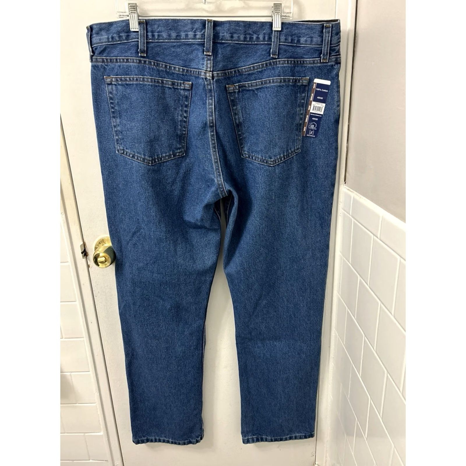 George George Jeans Mens 40x32 Blue Regular Fit Denim Pants Straight Leg 5-Pocket Zipper Button INSEAM 32 YKK Size US 40 / EU 56 - 2 Thumbnail