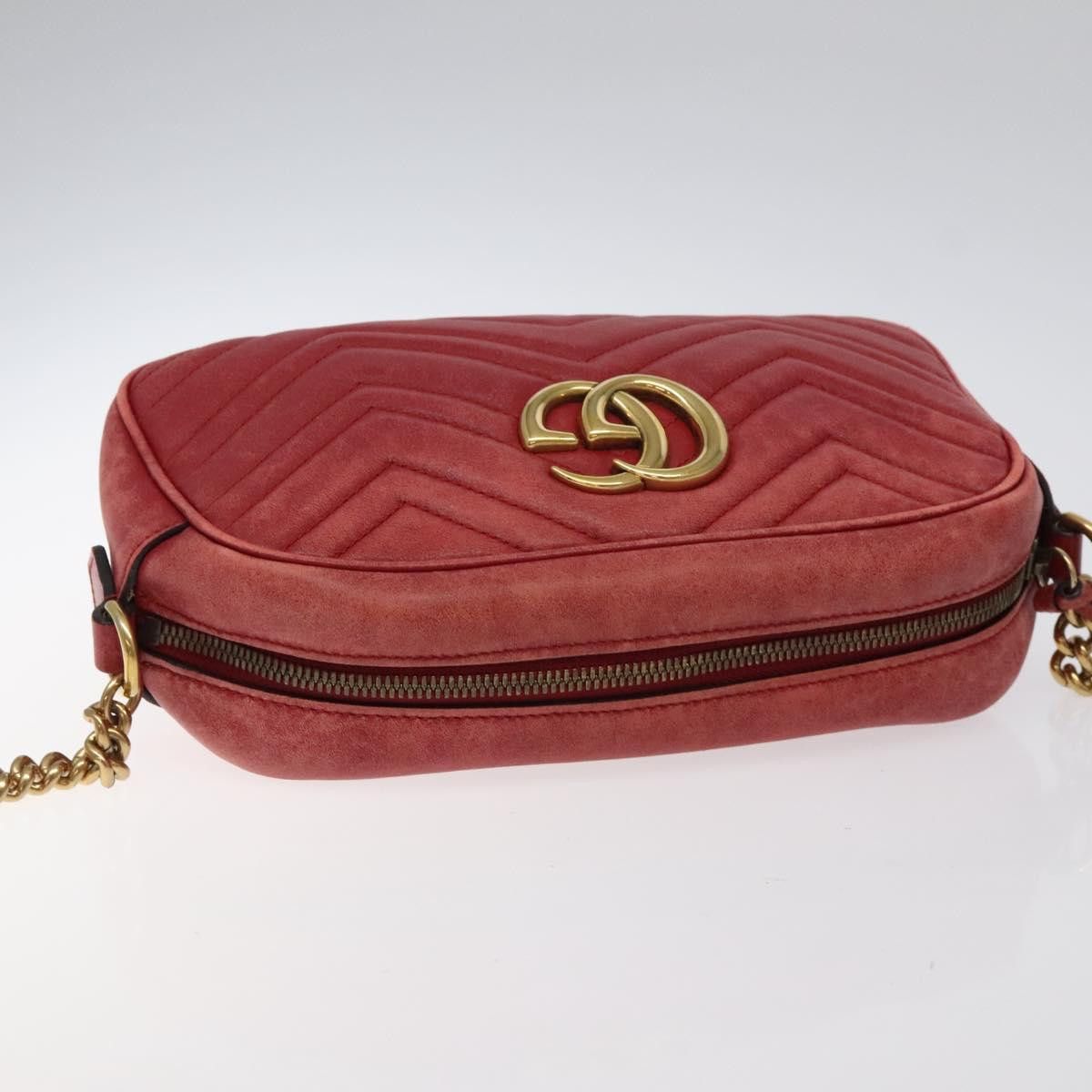 Gucci GUCCI GG Marmont Chain Shoulder Bag Leather Red Gold Size ONE SIZE - 6 Thumbnail