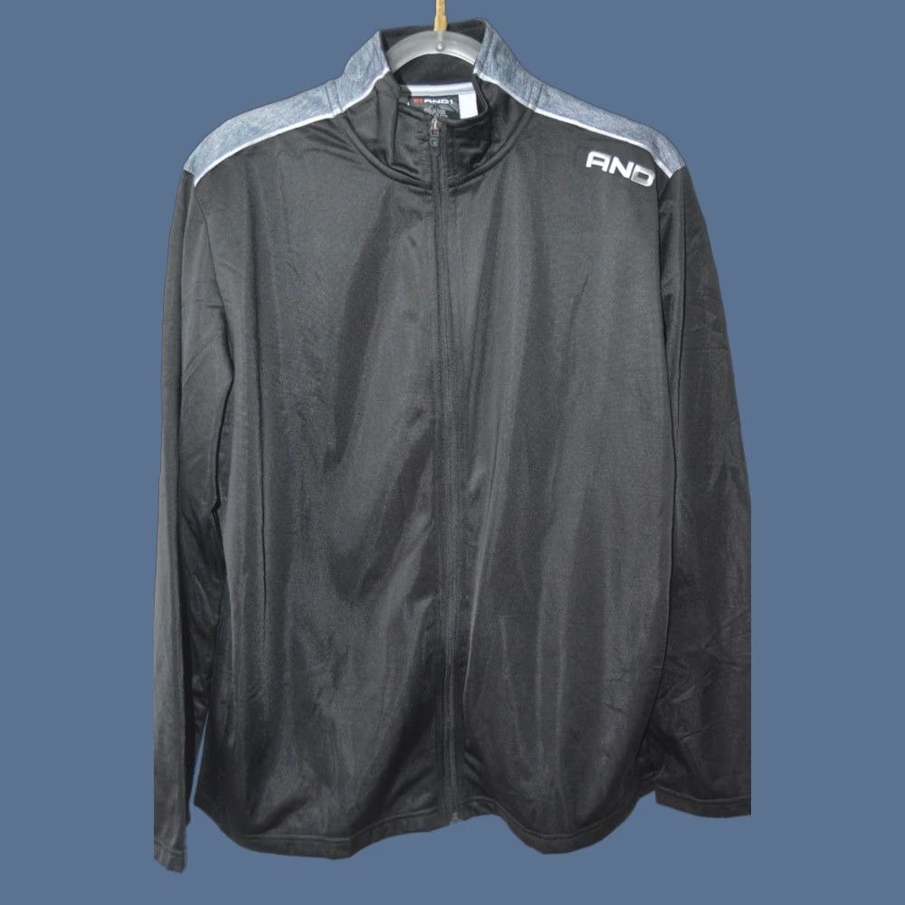 Vintage AND1 Athletic Jacket Mens XL Black Zip Front 1/4 Zip Pockets Full Zip Stand-Up Collar Sports Activewear Jacket/Coat Size US XL / EU 56 / 4 - 1 Thumbnail