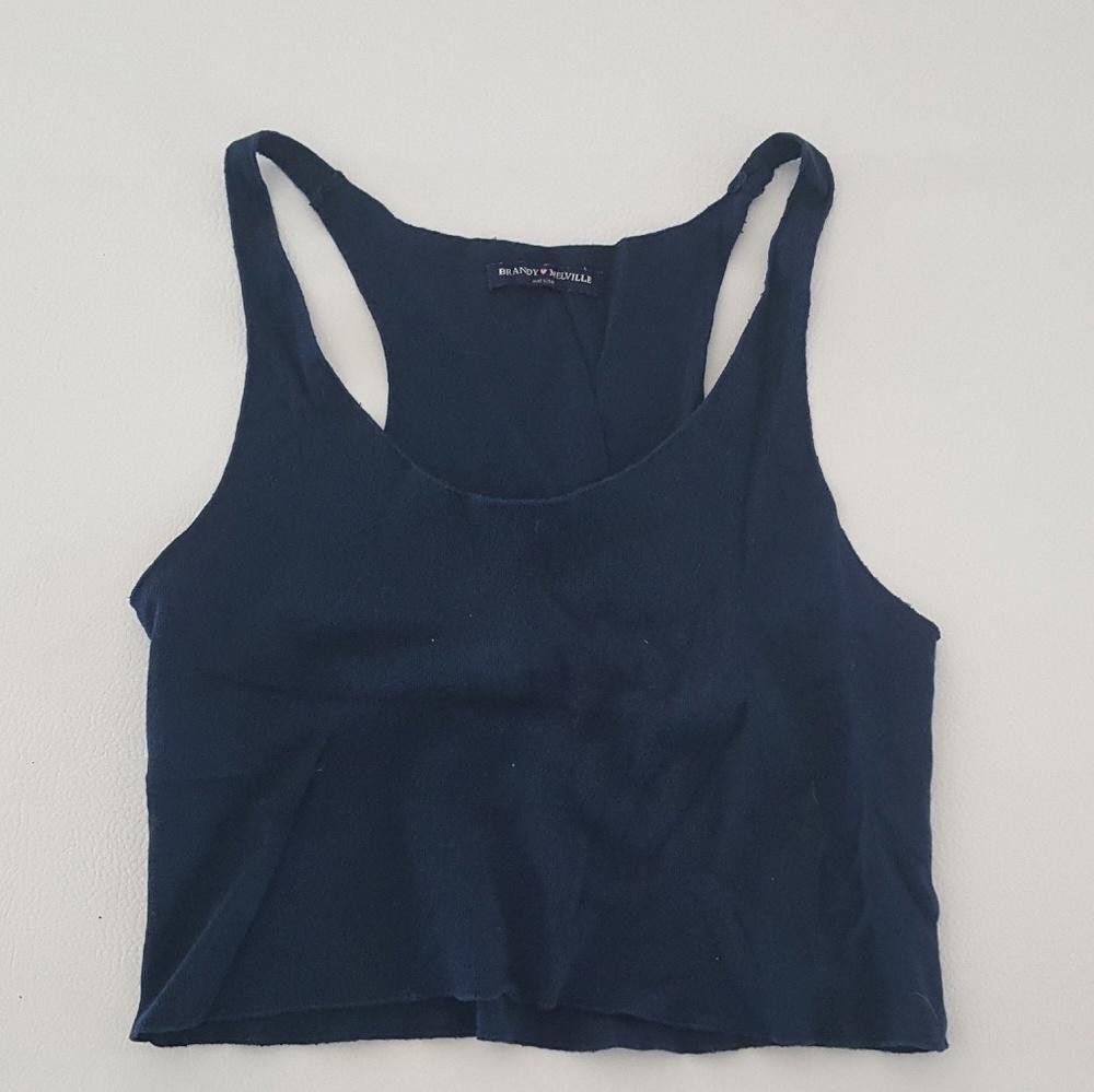 Designer Navy Basic Racerback Melville Cropped Cami Size ONE SIZE - 1 Thumbnail