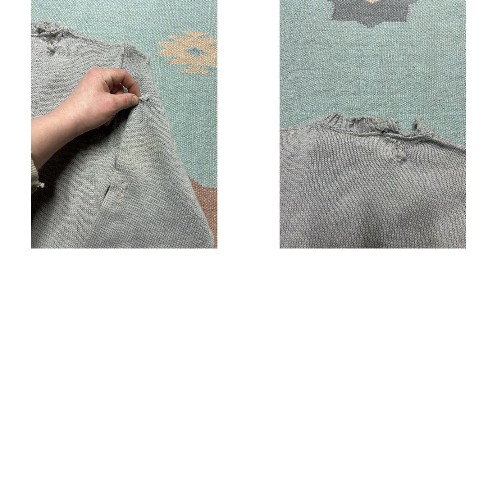 Vintage VINTAGE Campus Wool Knit Sweater Pullover Mens XS/S 40s 50s Distressed Repaired Gray Knit Shirt? Size US S / EU 44-46 / 1 - 9 Thumbnail