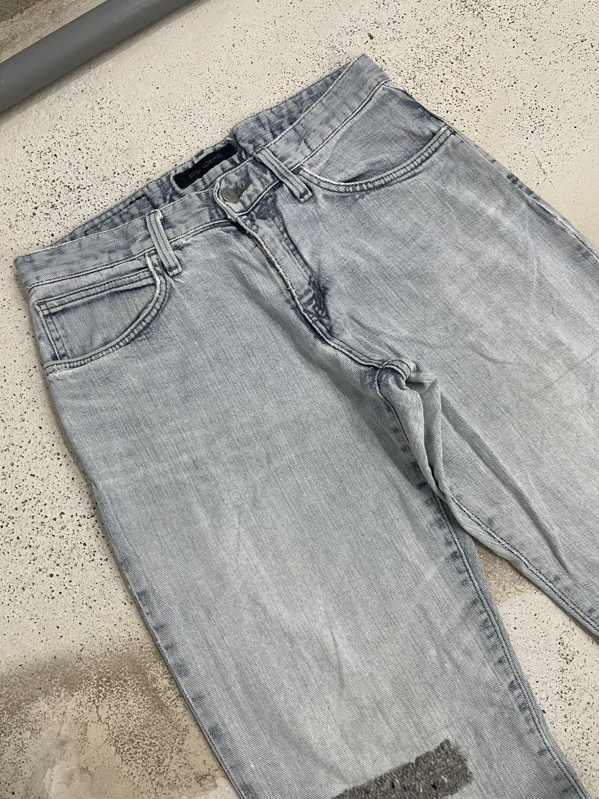 Edwin Low Rize Light Wash Soft Denim Distressed