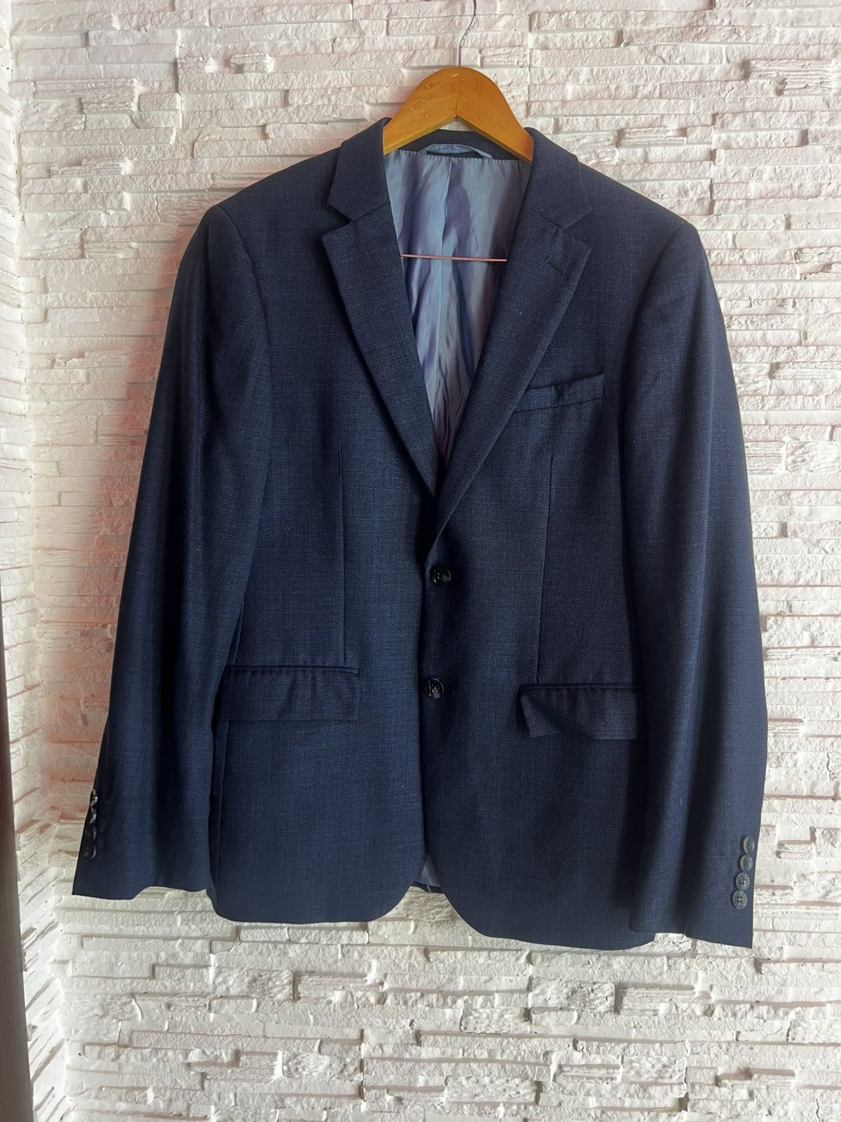 DKNY DKNY Blue Wool Blazer Size 48 Classic Tailored Size 38S - 2 Thumbnail
