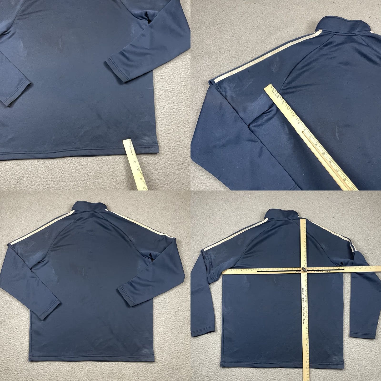 Adidas Adidas Shirt Men's L Blue 1/4 Zip Short Sleeve Golf Baseball Stripe Pullover Size US L / EU 52-54 / 3 - 8 Thumbnail