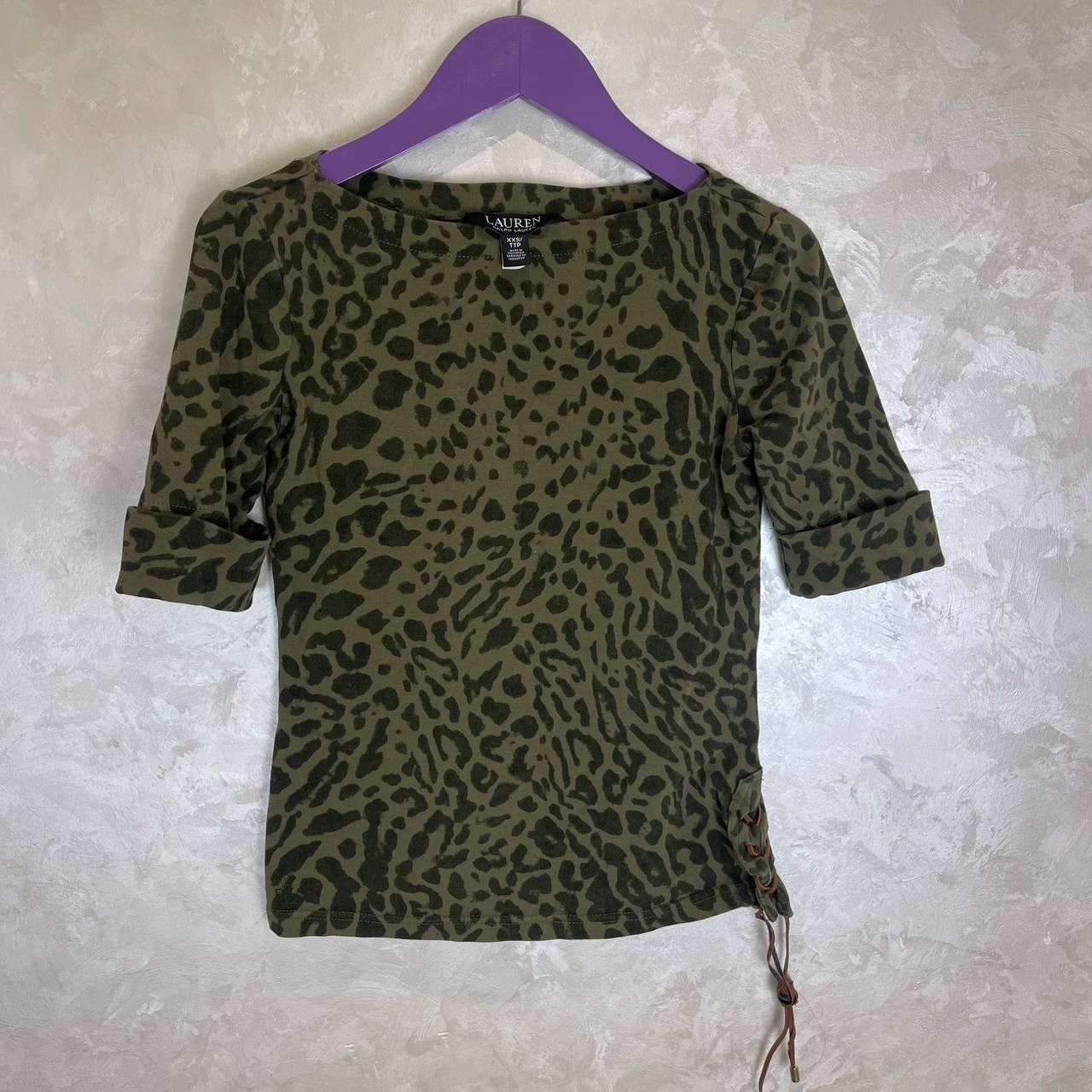 Polo Ralph Lauren Lauren Ralph Lauren Leopard Print Top Lace-Up Detail XXS Size XXS / US 00 / IT 34 - 1 Thumbnail