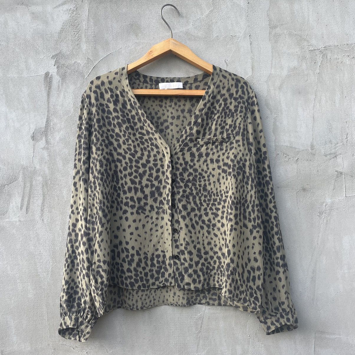 Chloe Animal Leopard Print Silk Blouse Shirt