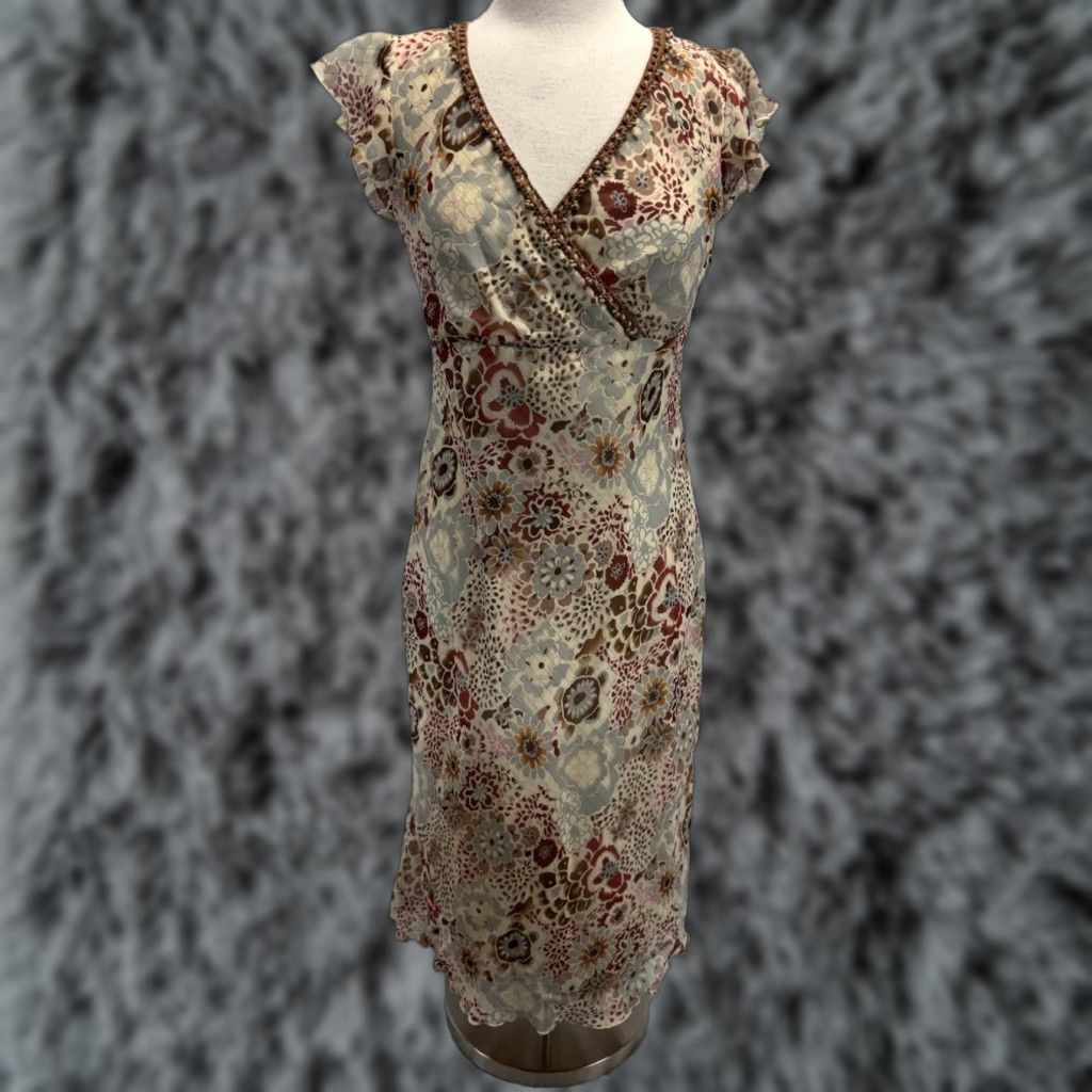 Vintage Vtg Believe Floral Midi Dress Sz 8 Women’s Crochet Trim Forest Fairy Y2K Size M / US 6-8 / IT 42-44 - 1 Thumbnail