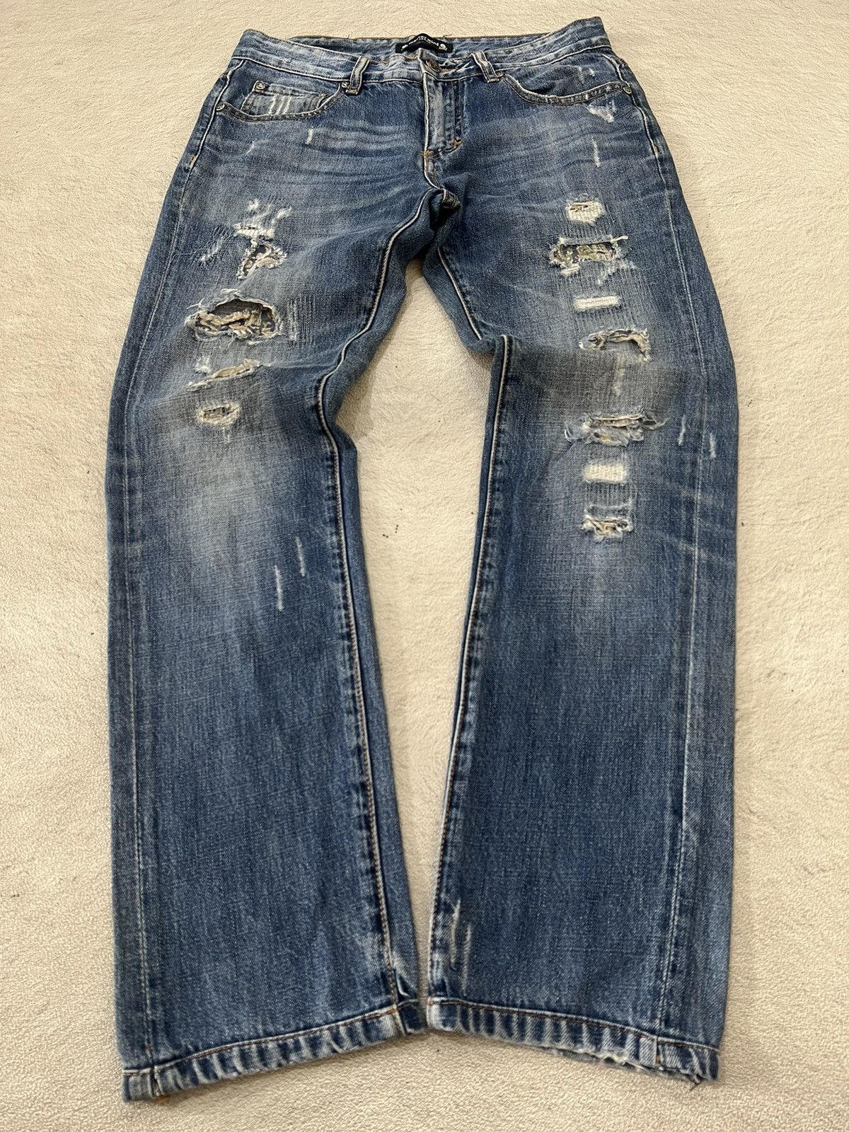2000s Mastermind Japan Skull Distressed Wash Jeans y2k Lgb
