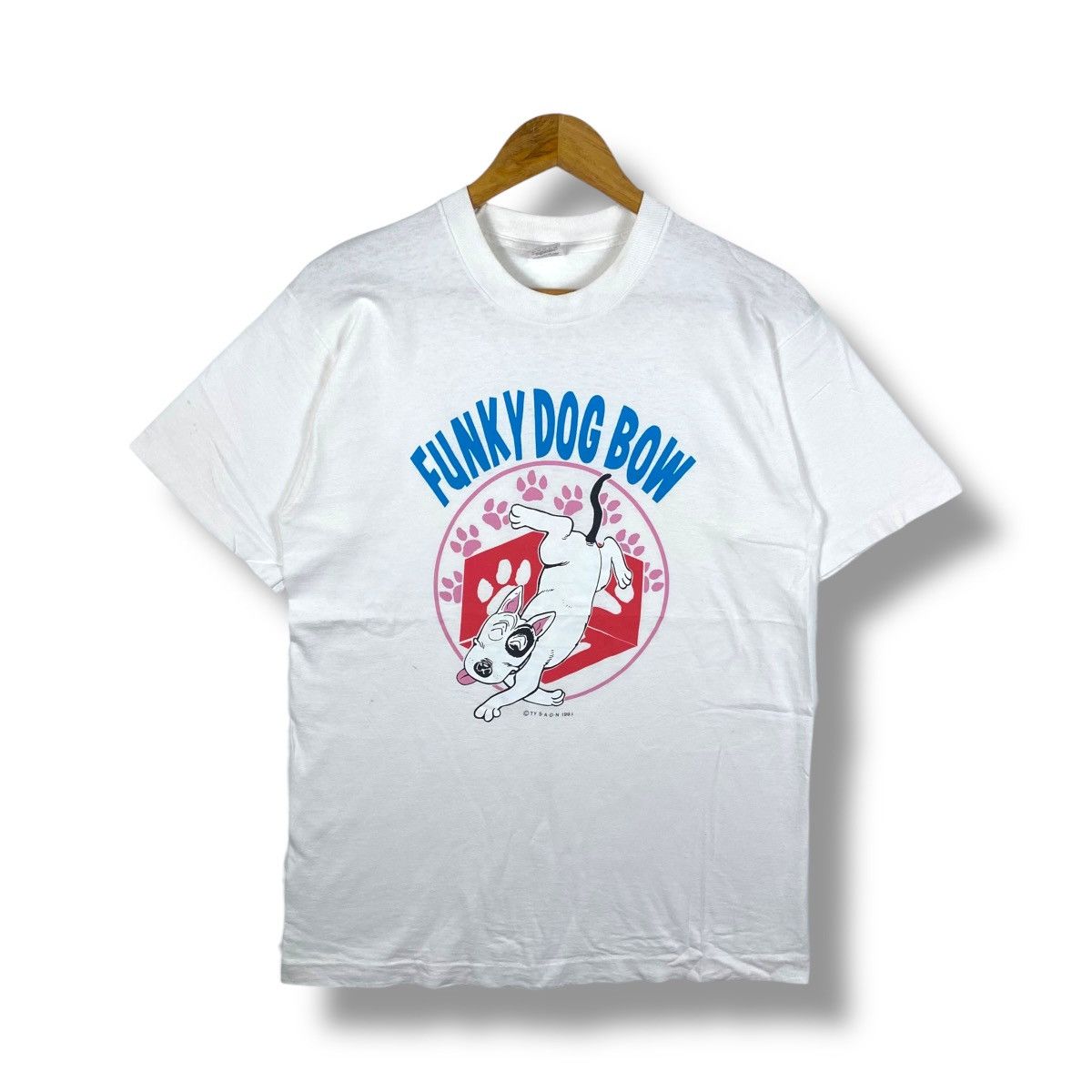 Vintage Vintage 90's FUNKY DOG BOW Japan Cartoon Graphic Tee Shirt Size US M / EU 48-50 / 2 - 1 Thumbnail