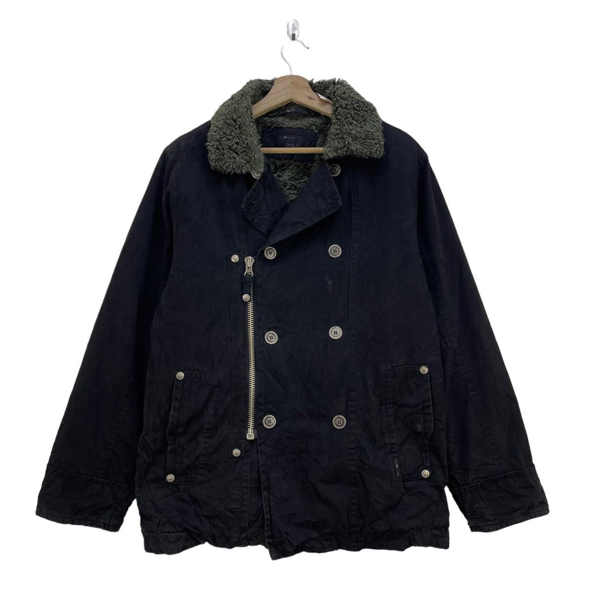 14th Addiction Vintage Energie Double Collar Faux Fur Jacket Size US M / EU 48-50 / 2 - 1 Thumbnail