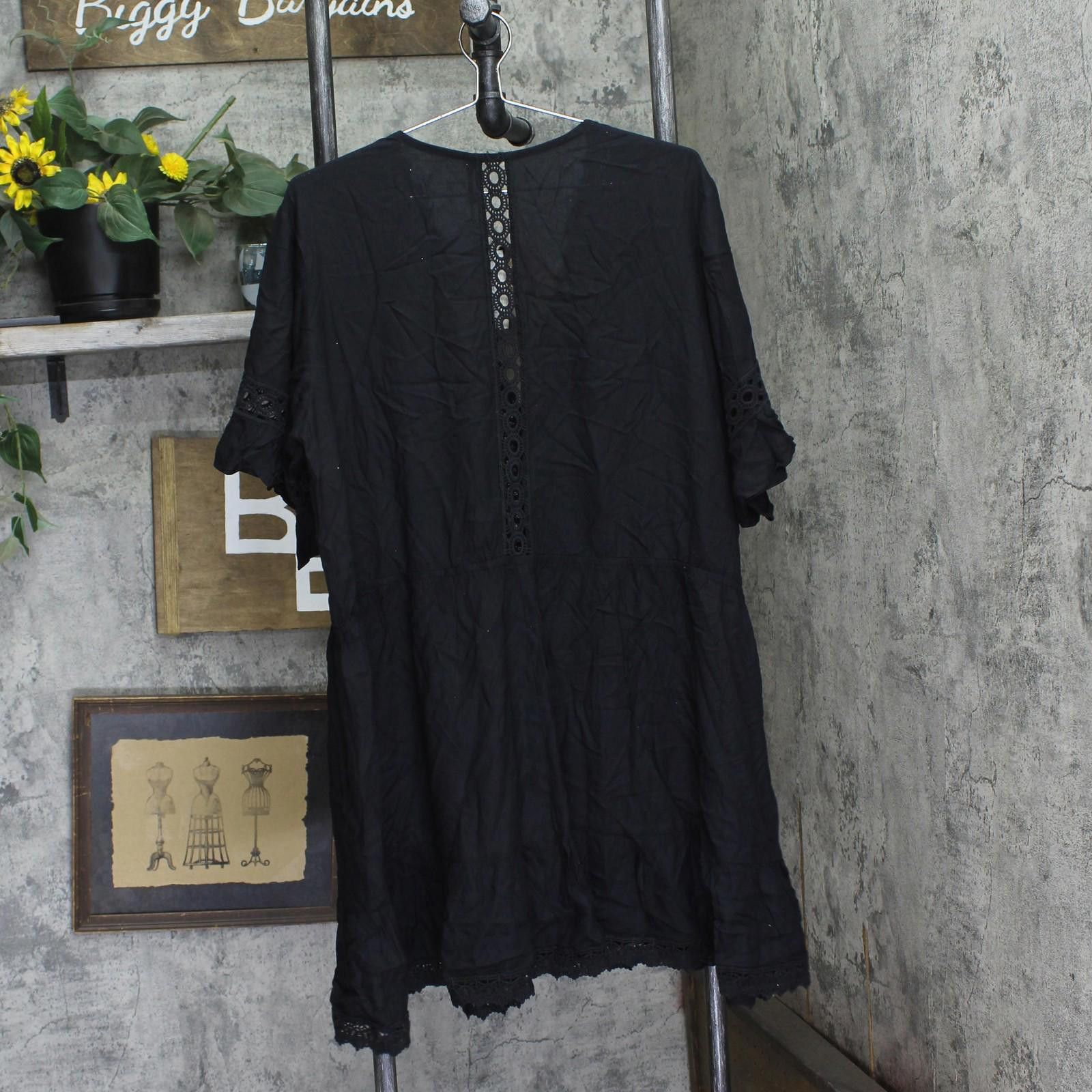 Other Raviya Plus Size Lace-inset Mini Cover Up 76399x Black 0x Size ONE SIZE - 2 Thumbnail