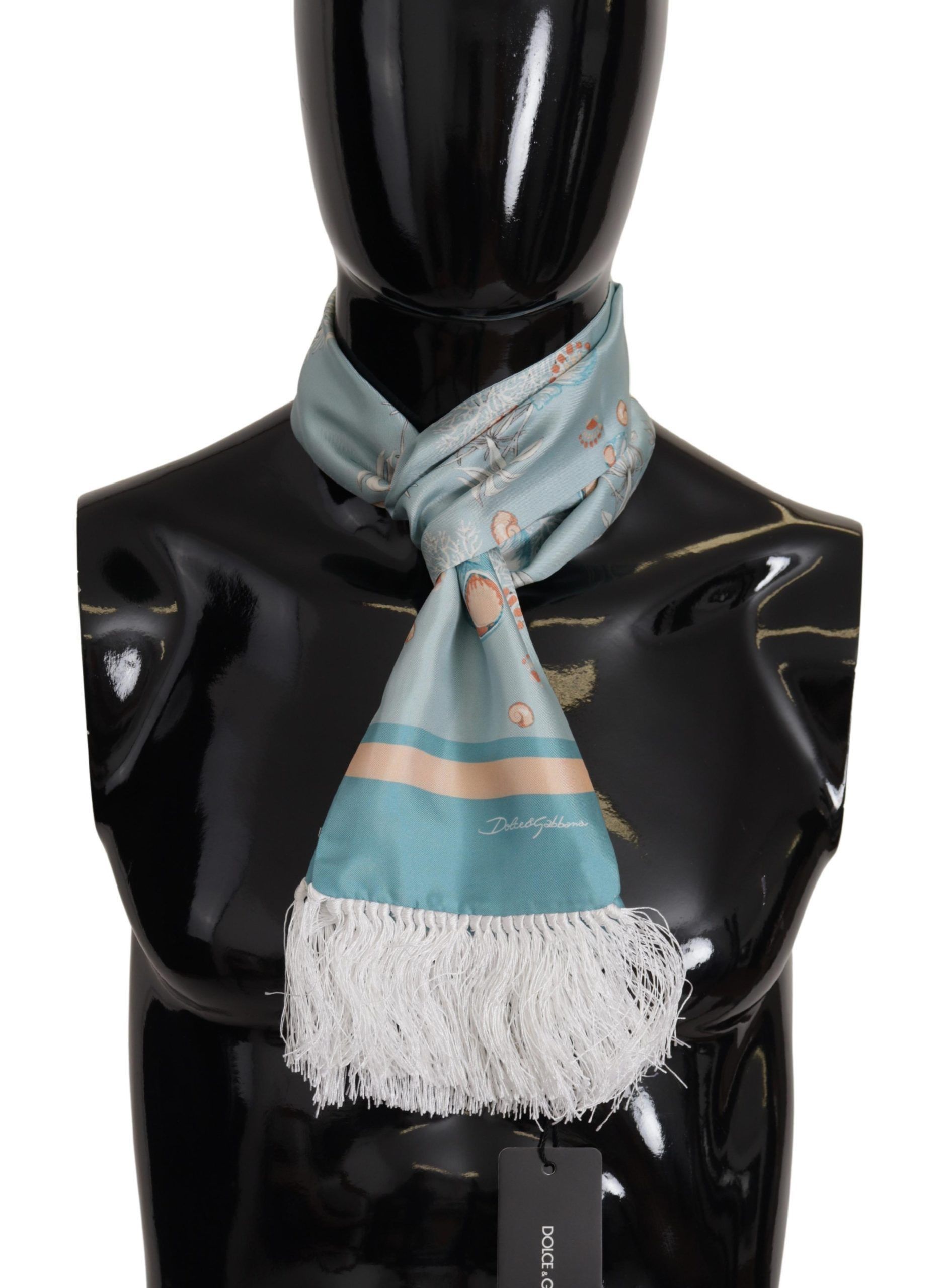 Dolce & Gabbana Elegant Silk Scarf with Shell Men's Motif Size ONE SIZE - 1 Thumbnail