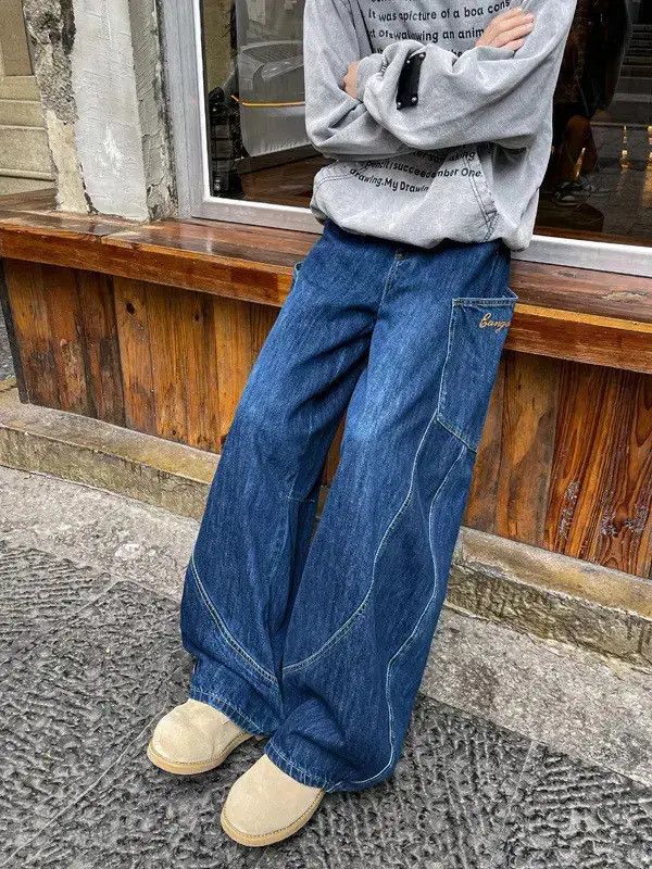 Japanese Brand Retro loose embroidered pocket jeans Size US 32 / EU 48 - 4 Thumbnail
