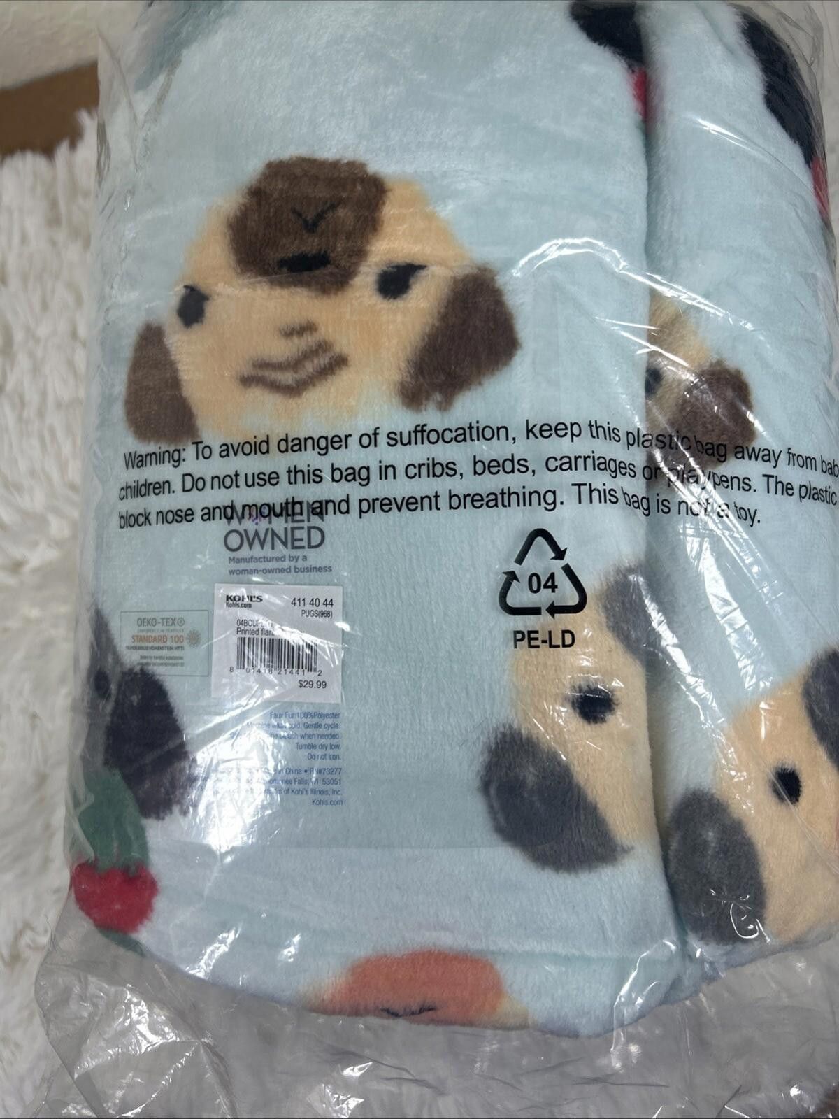 Designer Kohl's 5’X6' THE BIG ON Multicolored DOGS PLUSH Fleece Throw Size ONE SIZE - 4 Thumbnail