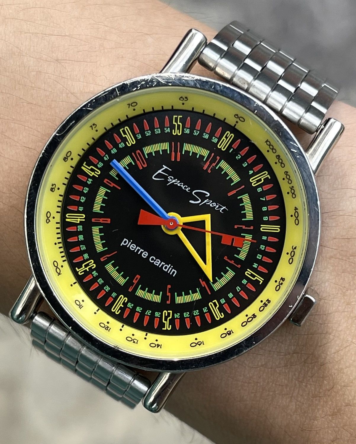 Designer × Pierre Cardin × Vintage 𝐕𝐢𝐧𝐭𝐚𝐠𝐞 𝐁𝐚𝐮𝐡𝐚𝐮𝐬 𝐩𝐢𝐞𝐫𝐫𝐞 𝐜𝐚𝐫𝐝𝐢𝐧 𝐄𝐬𝐩𝐚𝐜𝐞 𝐒𝐩𝐨𝐫𝐭 𝐐𝐮𝐚𝐫𝐭𝐳 𝐖𝐚𝐭𝐜𝐡 Size 38 - 5 Thumbnail
