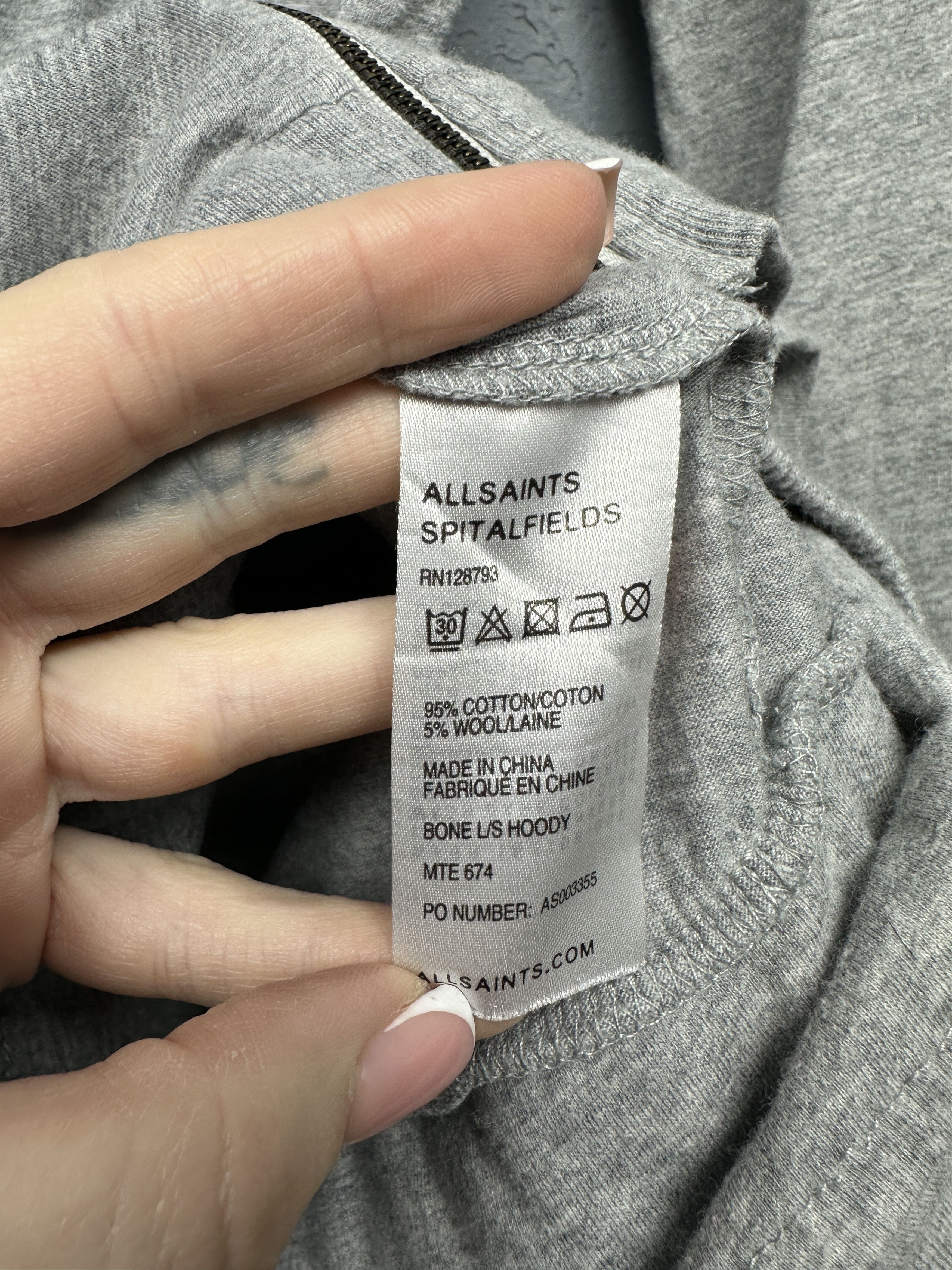 Allsaints Allsaints Vintage Mens Bone Zip Hoodie Size US S / EU 44-46 / 1 - 5 Thumbnail