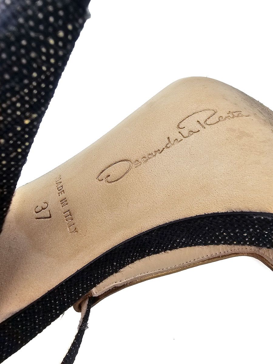 Oscar De La Renta Oscar de la Renta Embroidered Cloth Leather Sandals Size 37 Size US 7 / IT 37 - 11 Thumbnail