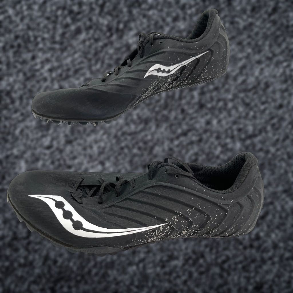 Saucony Spitfire 5 Sprinting Spike Black White S29055-3 Size 10.5 Men Spike Athletic Shoes