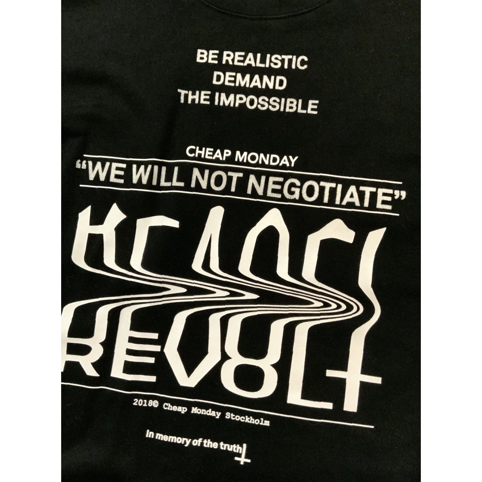 Cheap Monday Cheap Monday Sweatshirt Mens LG Black Stockholm We Will Not Negotiate Be Realistic Crewneck Size US L / EU 52-54 / 3 - 5 Thumbnail