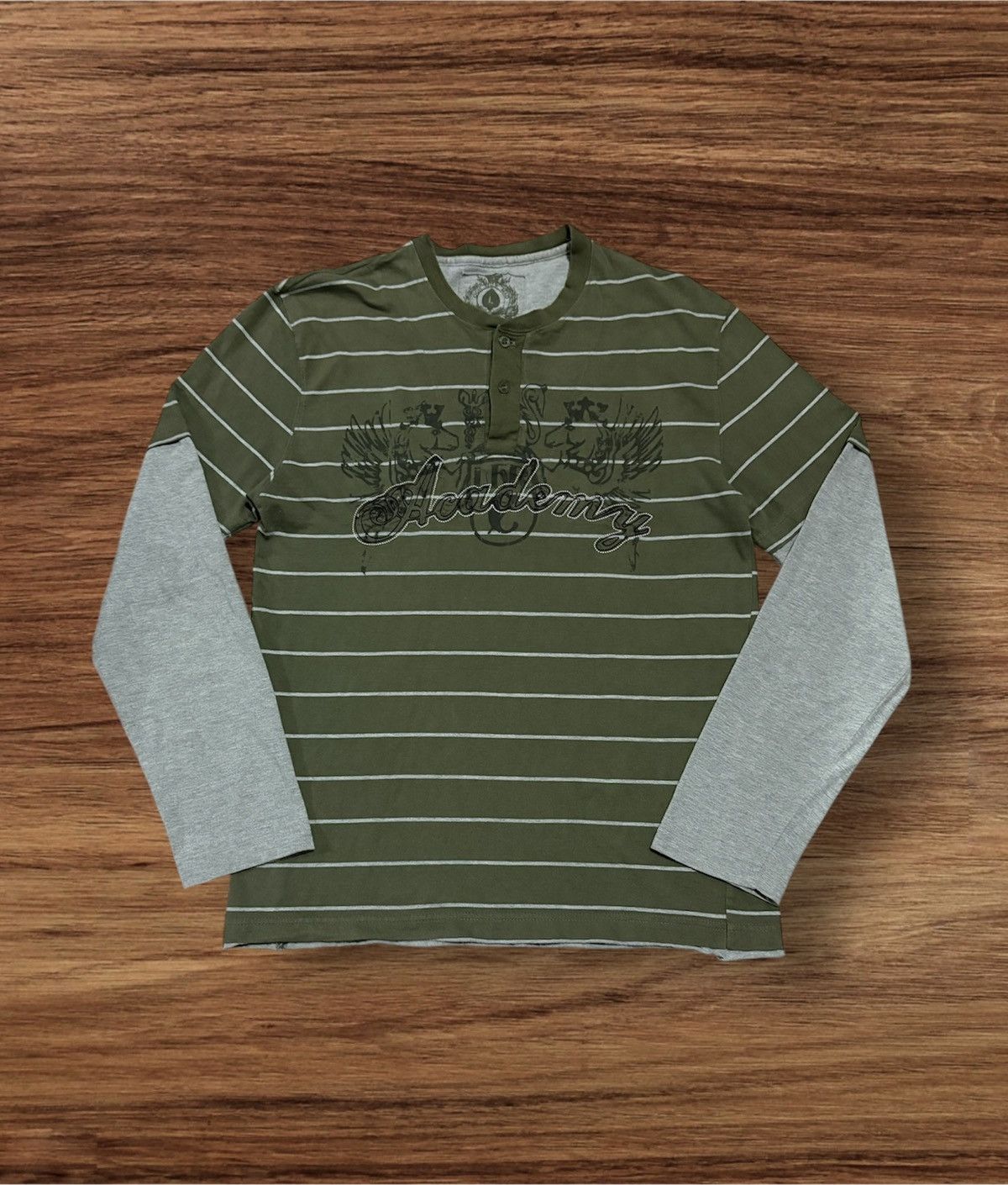 Affliction Japanese Brand OOH MOW MAO Striped Double Layer Long Sleeve Size US M / EU 48-50 / 2 - 1 Thumbnail