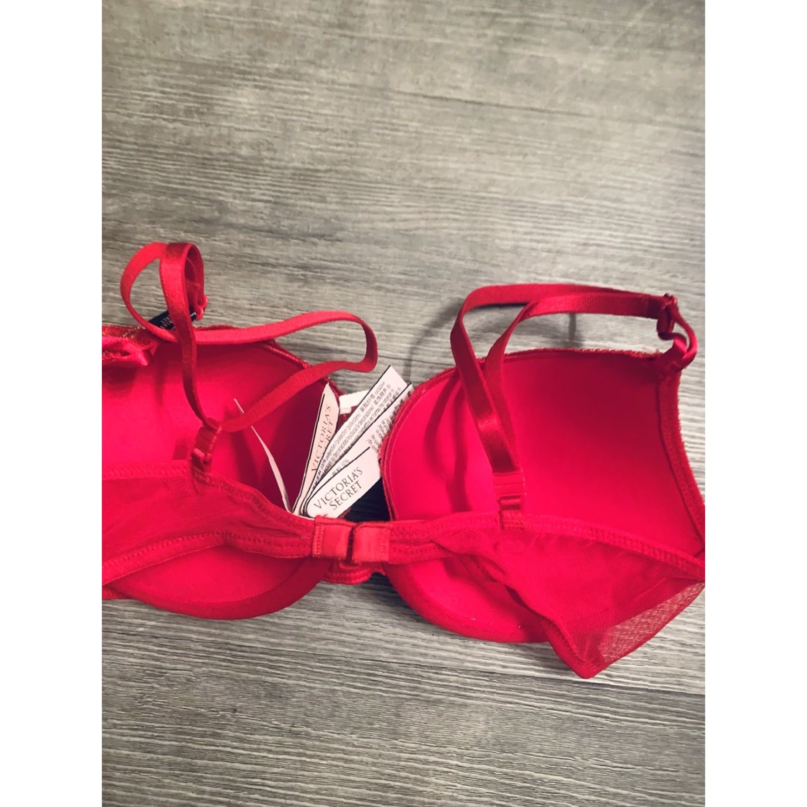 Victoria's Secret VINTAGE? Victoria's Secret PINK Pushup Bra 34C Red Womens Underwired Cup C 34 Supportive Lift Size ONE SIZE - 7 Thumbnail