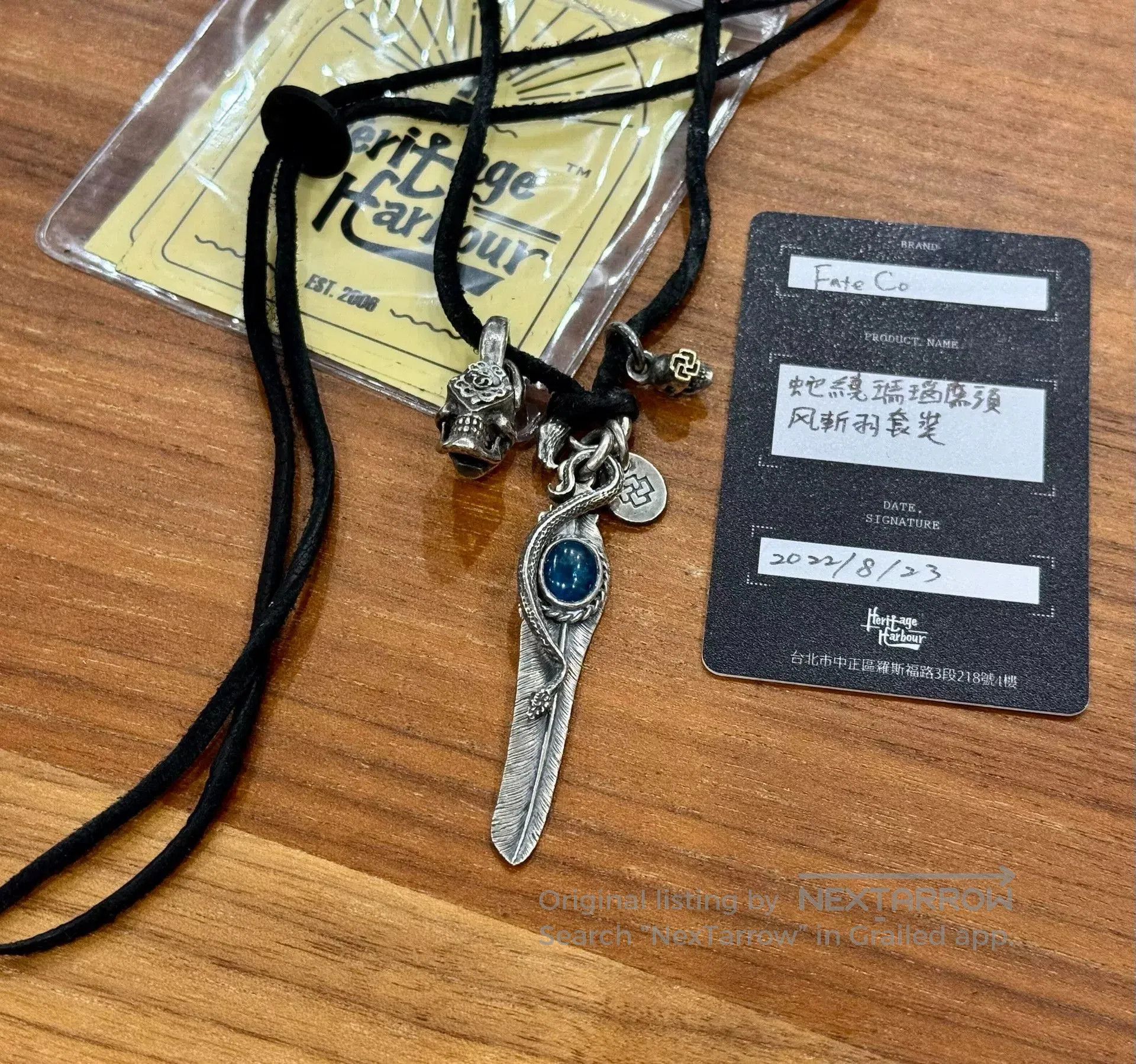 Japanese Brand Fate.Co Agate Feather Skull Pendant Necklace. Size ONE SIZE - 1 Thumbnail