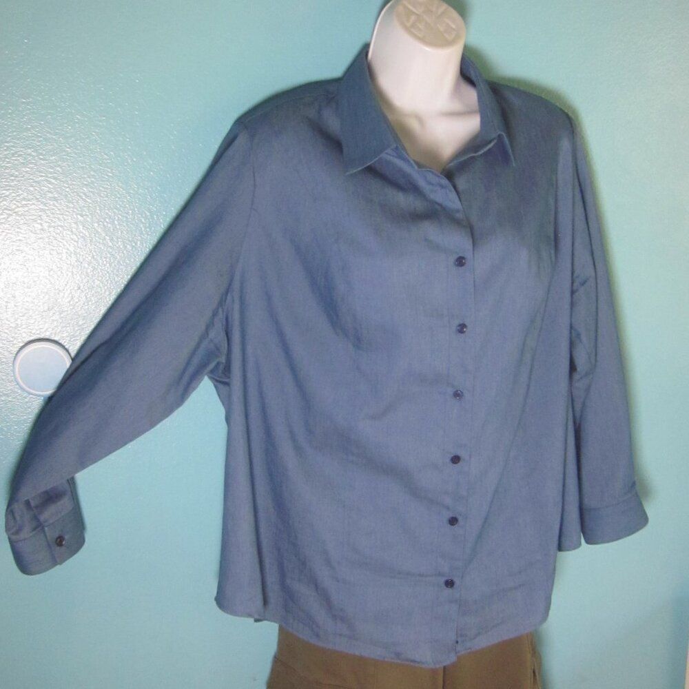 Marni Margi Kent Womans Button Front Denim Blue Casual Button Up Shirt XL 51" Bust Size XL / US 12-14 / IT 48-50 - 5 Thumbnail