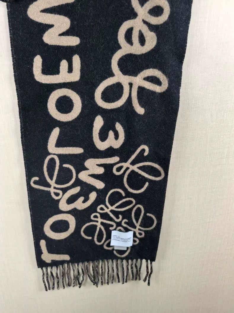 Loewe LOEWE Black Graffiti Wool Cashmere Scarf - dmc Size ONE SIZE - 1 Thumbnail